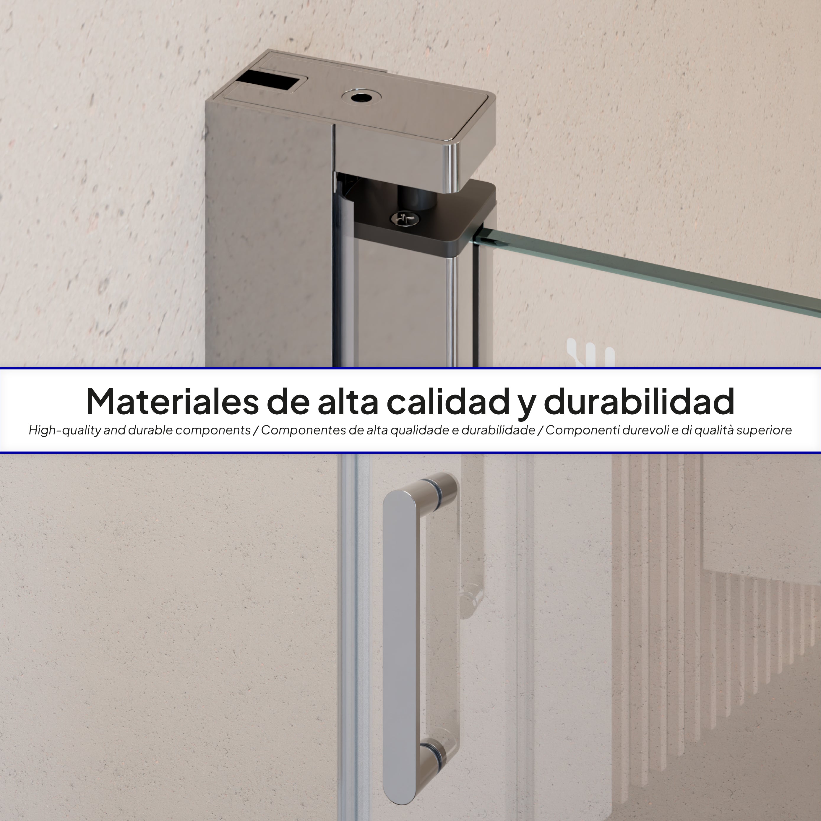 STELLA - Mampara de ducha con puertas batientes de cristal templado y perfil cromado