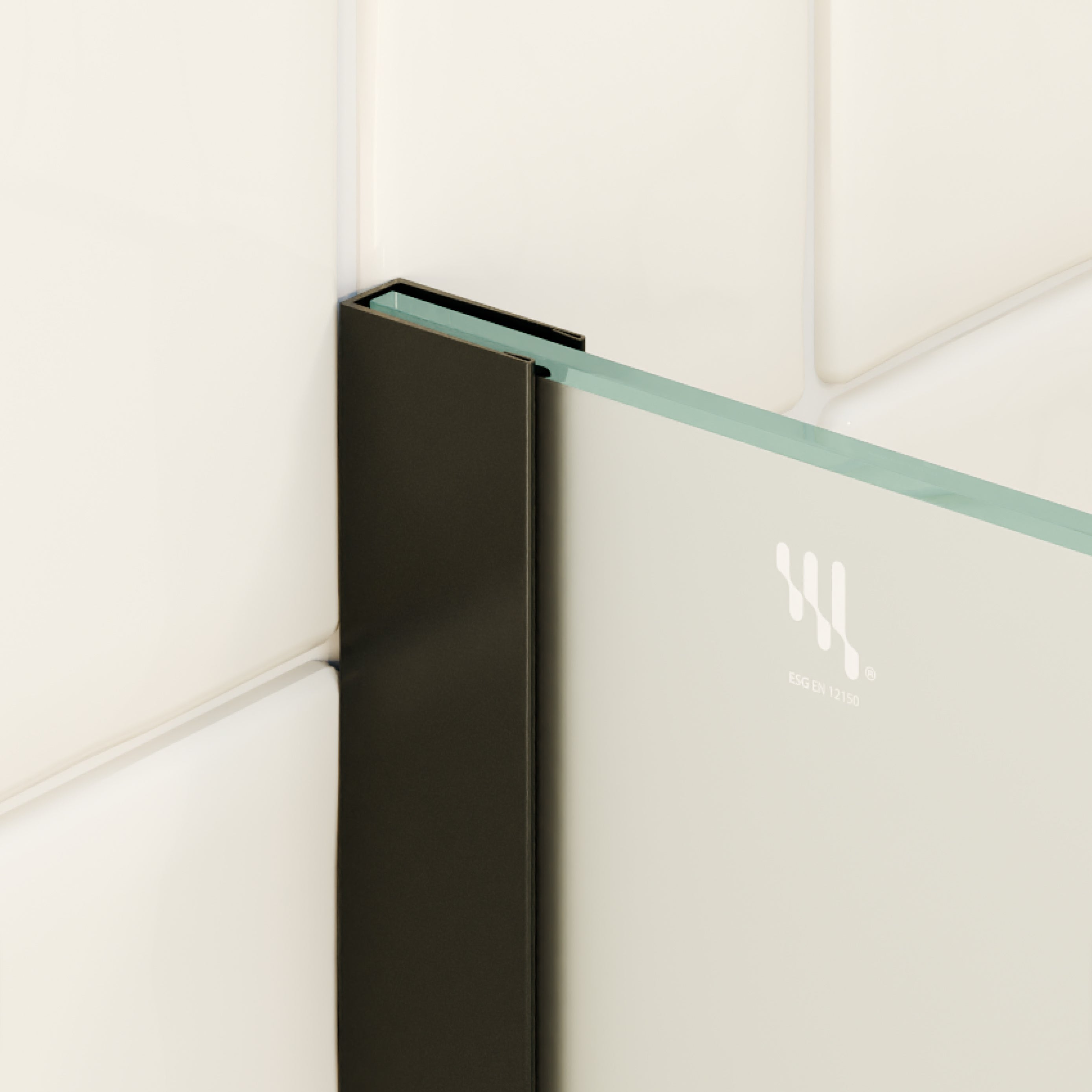 OLIVIA - Painel de duche Walk-In em vidro temperado fosco 10 mm com perfil preto mate