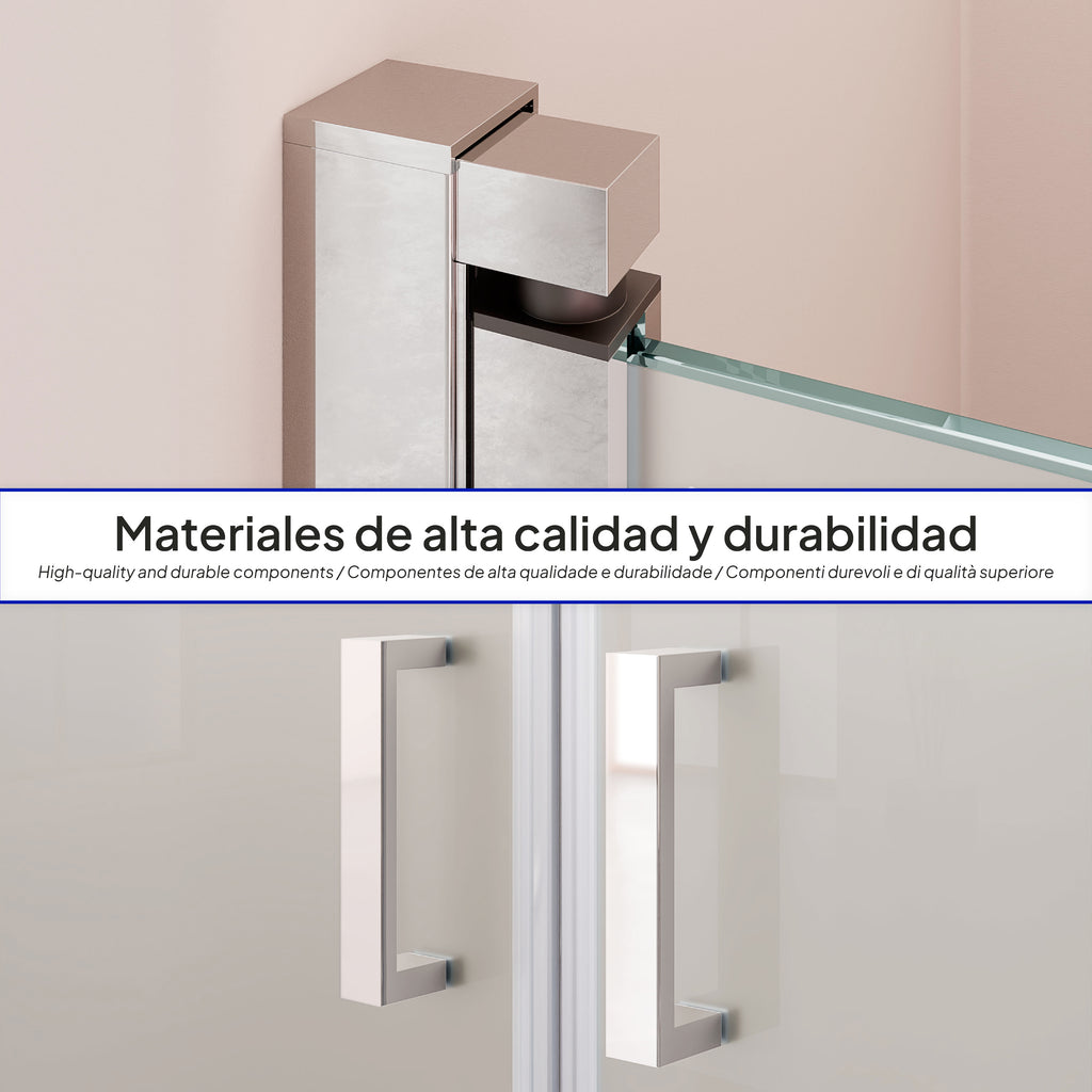 LARA - Mampara de ducha con puertas abatibles de vidrio templado esmerilado de 6 mm