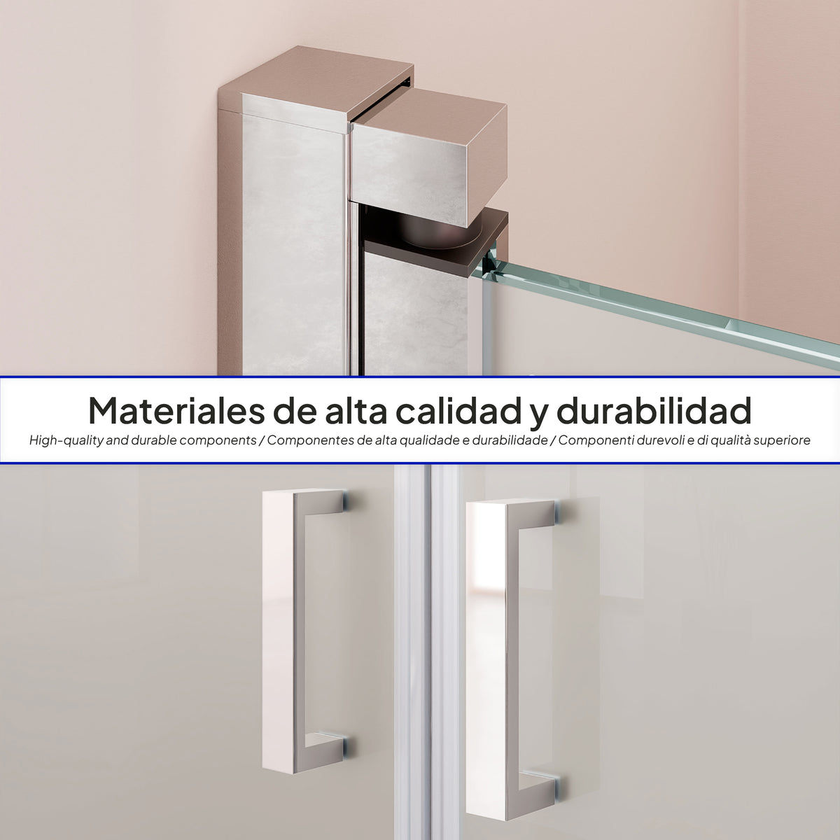 LARA - Mampara de ducha con puertas abatibles de vidrio templado esmerilado de 6 mm