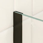 FIONA - Painel de duche walk-in em vidro temperado 8 mm com perfil preto mate e barra 23BM
