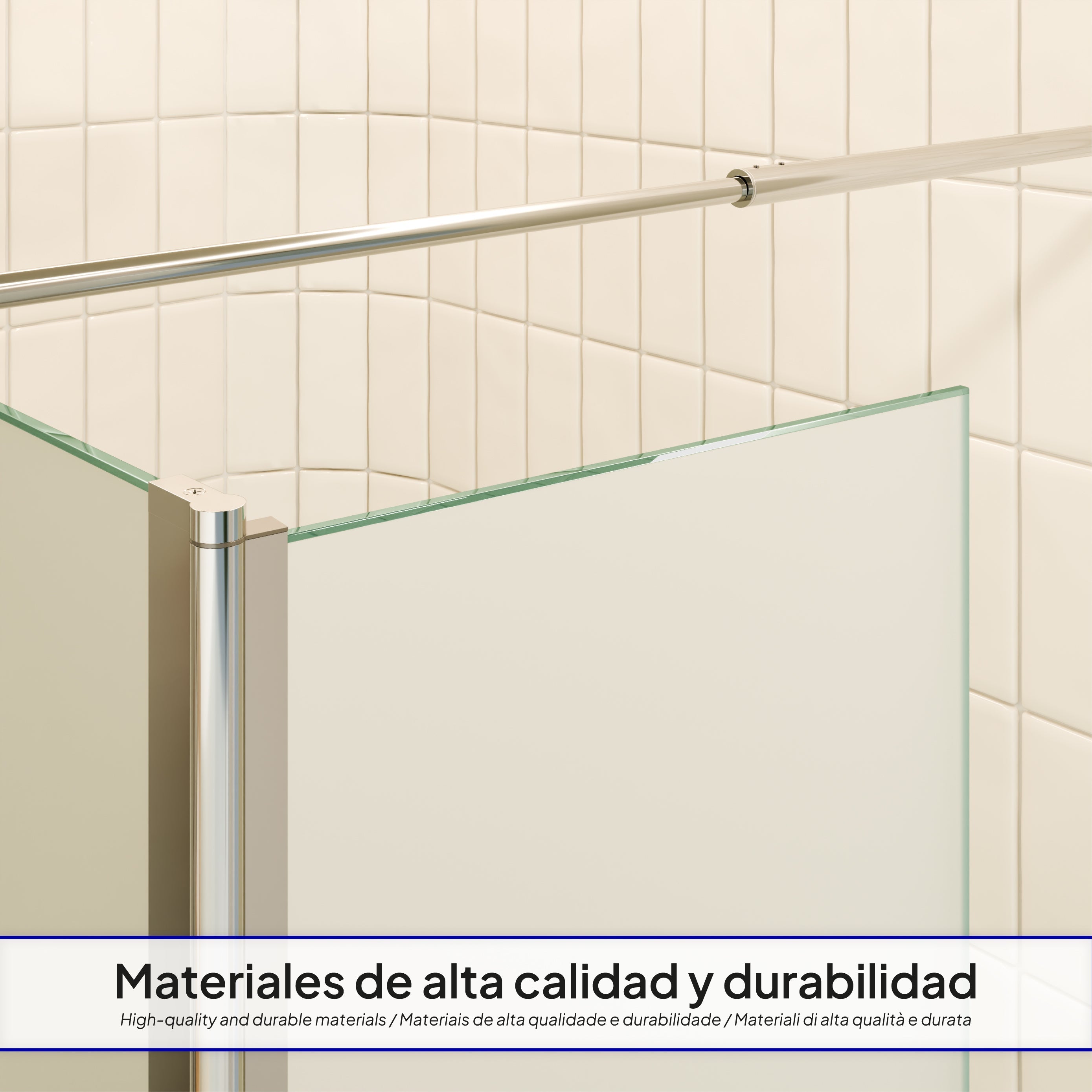 FIONA - Painel de duche Walk-In com painel lateral giratório em vidro temperado fosco 10 mm