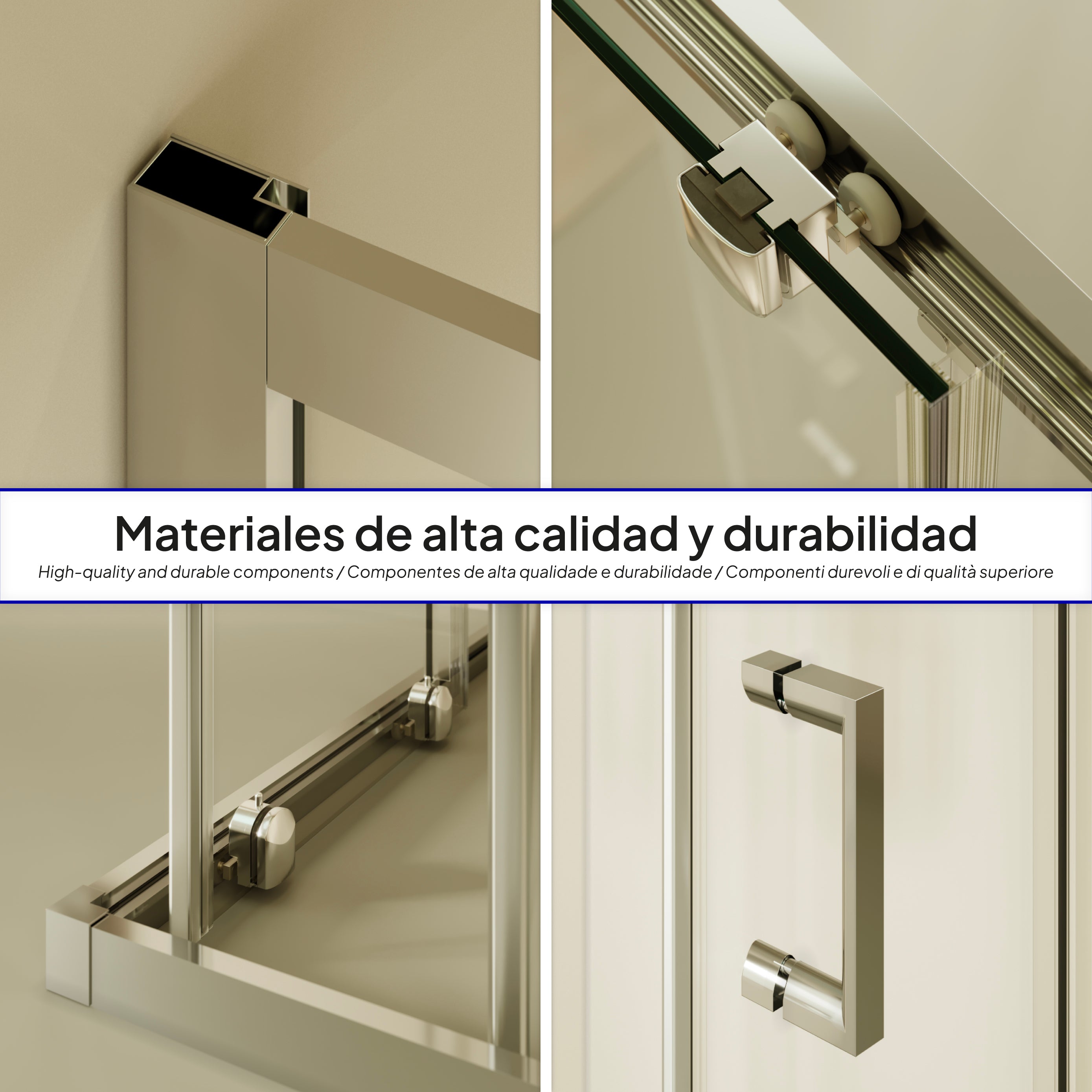 DIANA - Cabine de duche de canto com portas de correr em vidro temperado