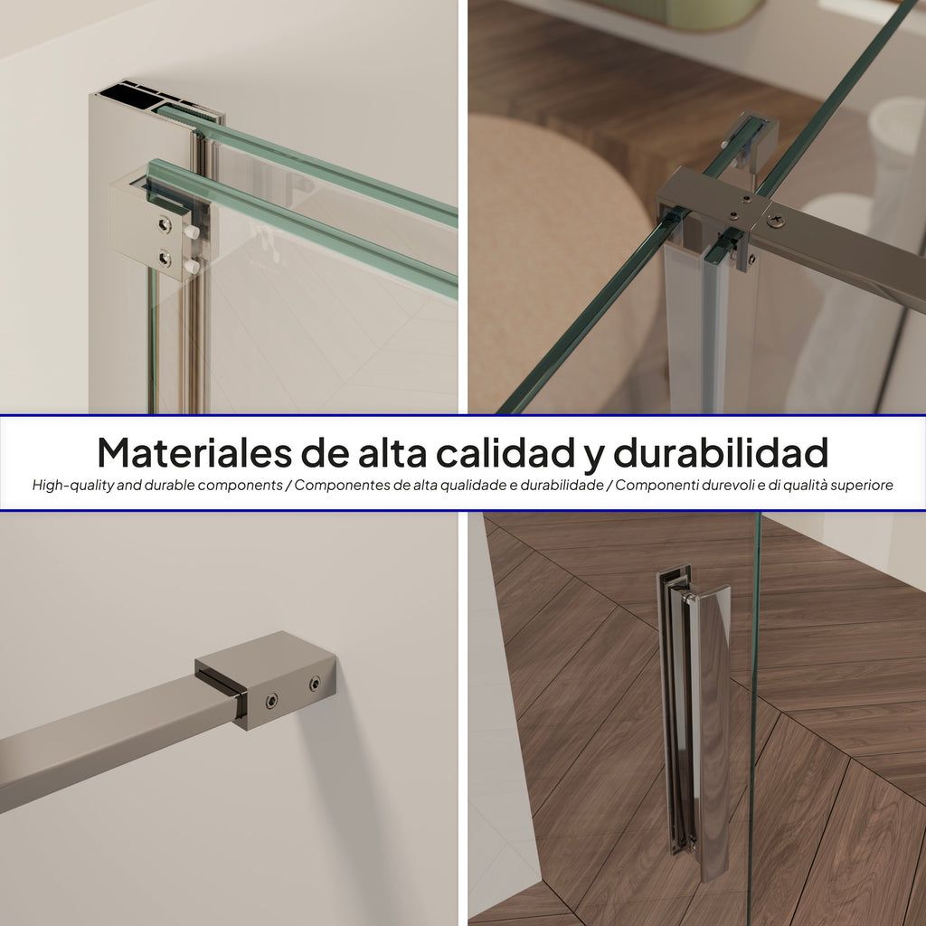 NADINE - Painel de duche Walk-In em vidro temperado 8 mm com perfil cromado