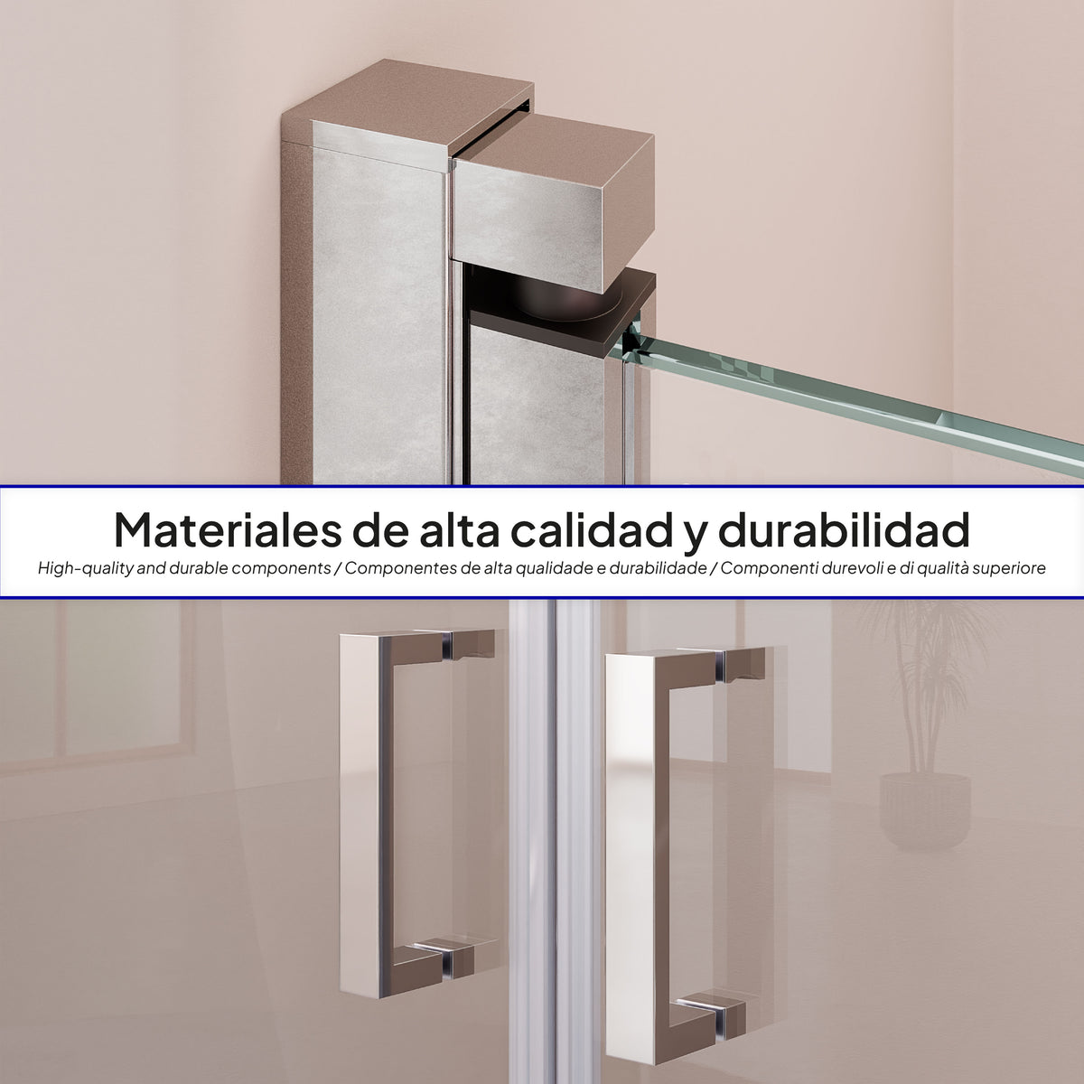 LARA - Mampara de ducha con puertas abatibles de vidrio templado de 6 mm y perfil cromado