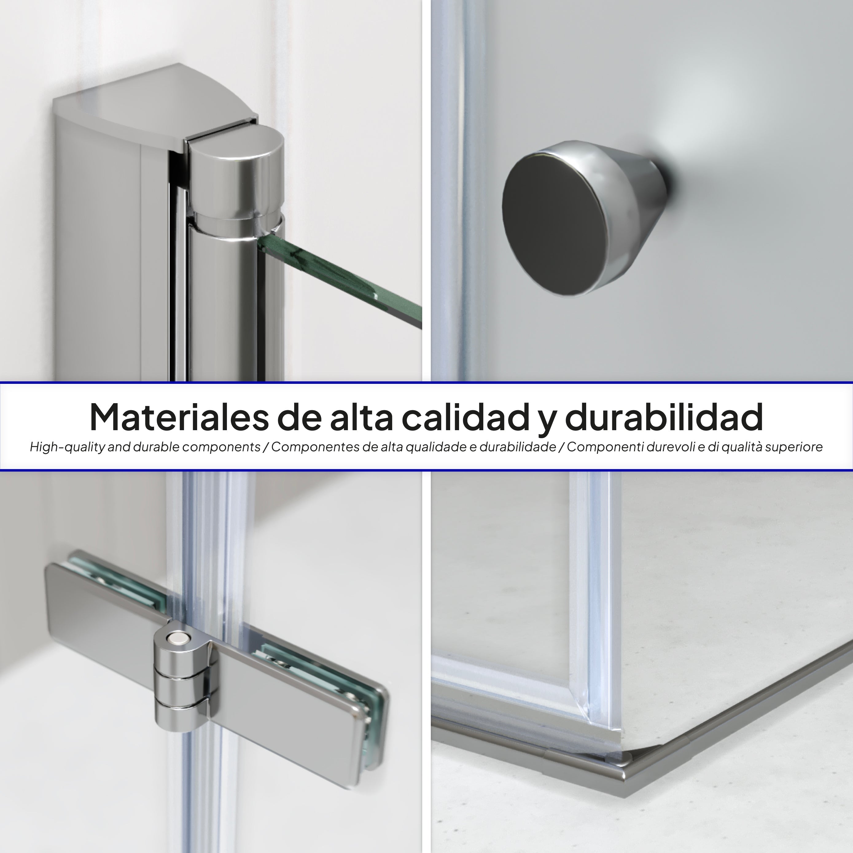 EMMA - Cabine de duche com portas articuladas, vidro meio fosco 6 mm e perfil cromado