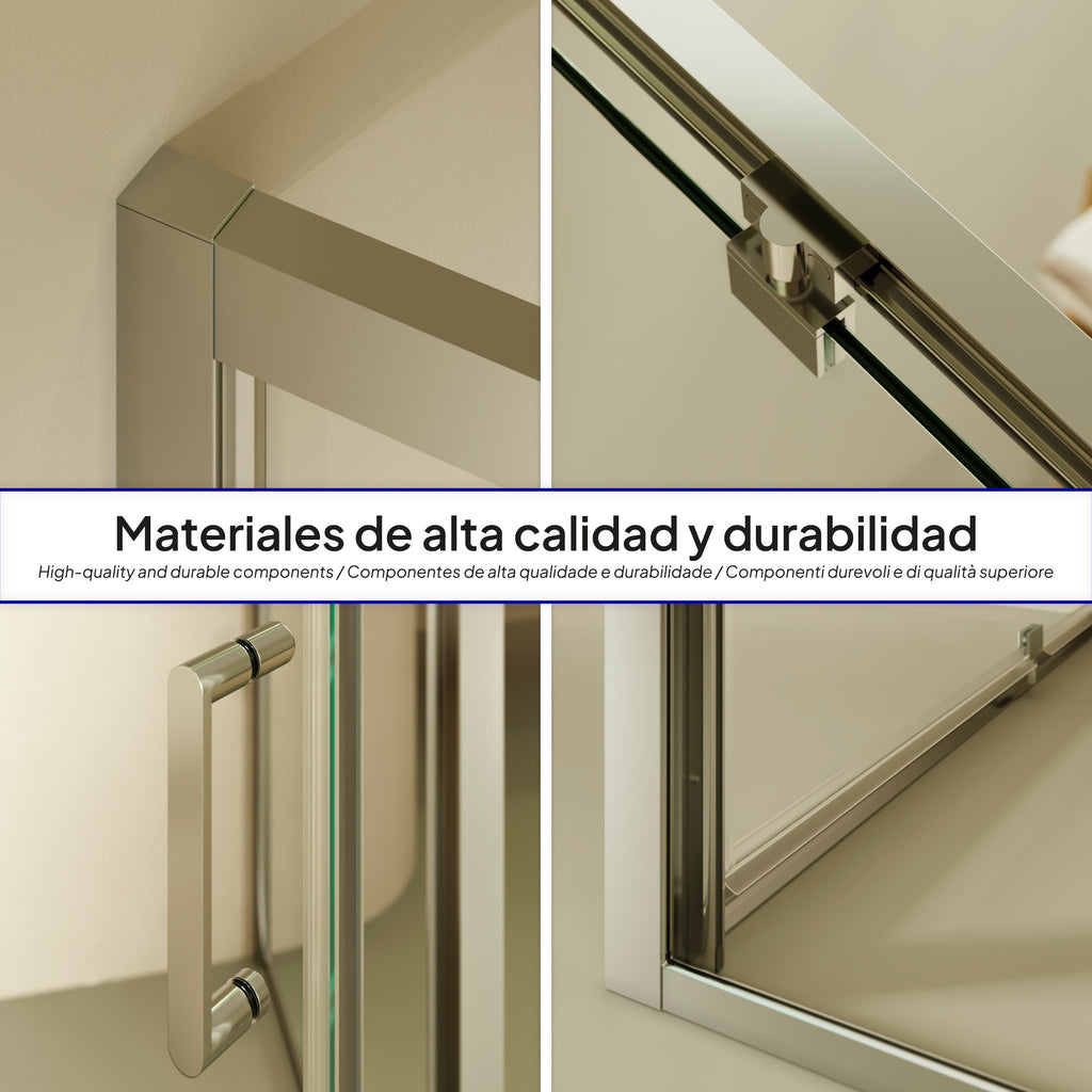 ISADORA - Cabine de duche frontal com portas articuladas em vidro temperado e perfil cromado