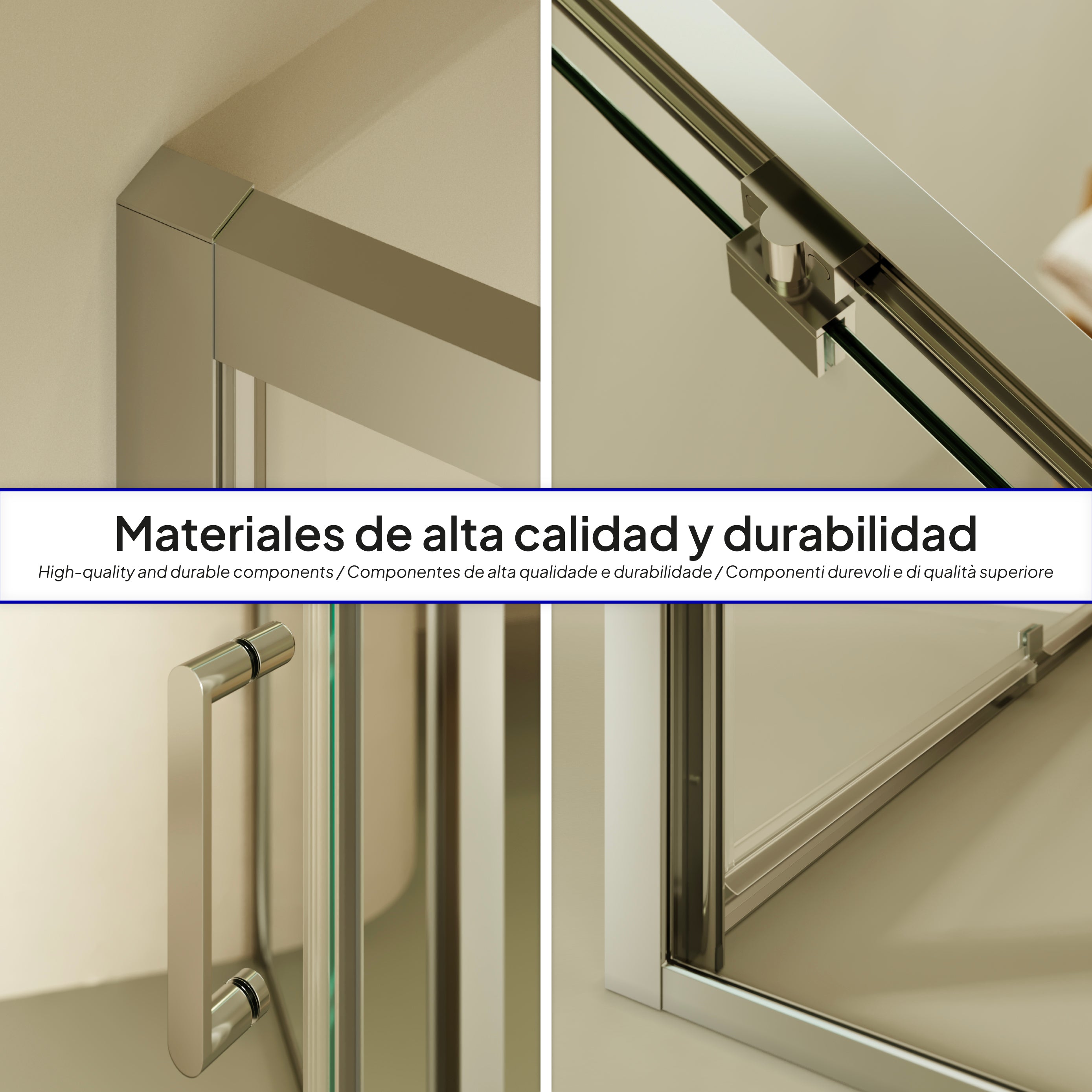 ISADORA - Cabine de duche frontal com portas articuladas em vidro temperado e perfil cromado