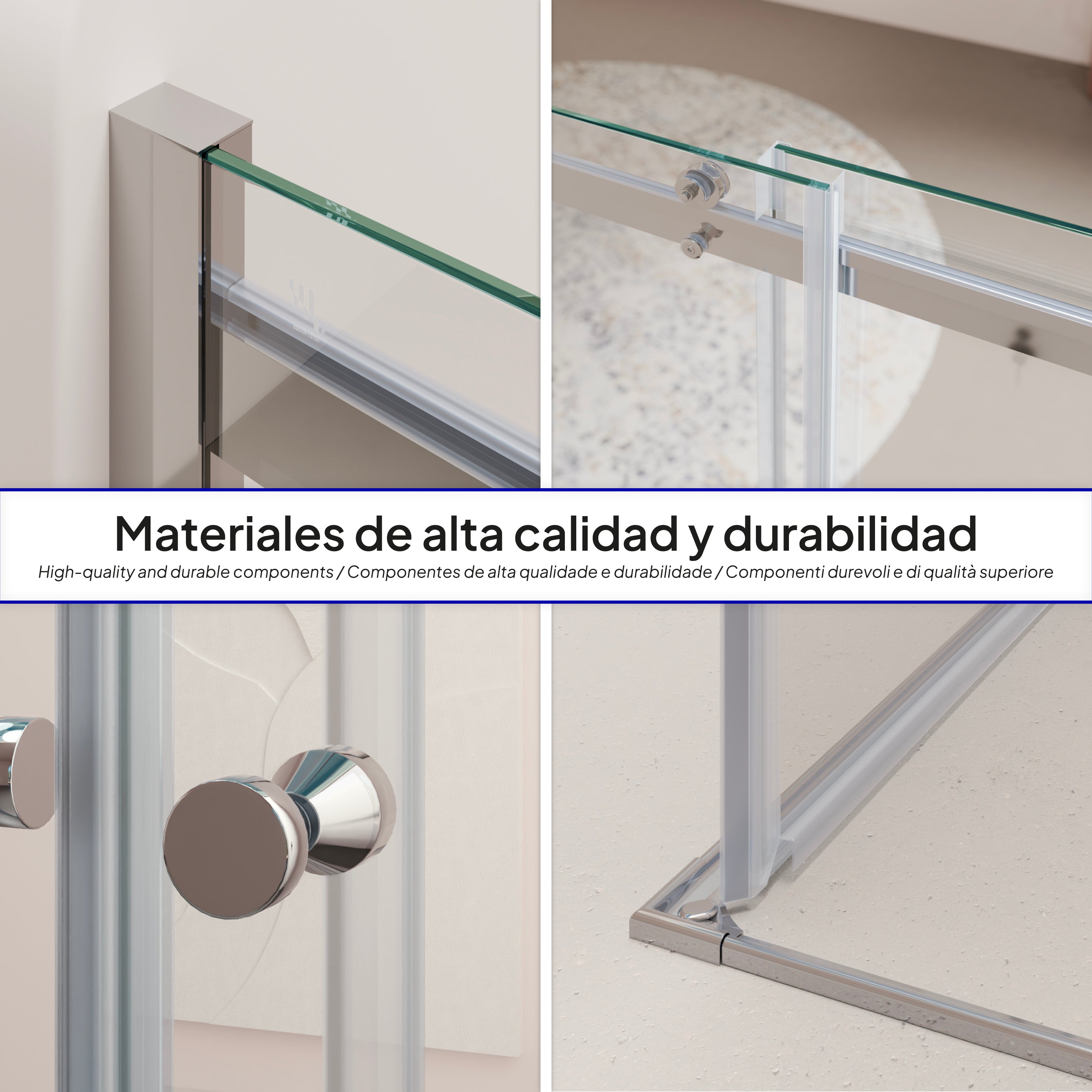 ANNA - Cabine de duche de canto com portas de correr, vidro temperado 8 mm