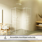 GIANNA - Painel de duche Walk-In com 2 painéis em vidro temperado com blocos e perfil cromado