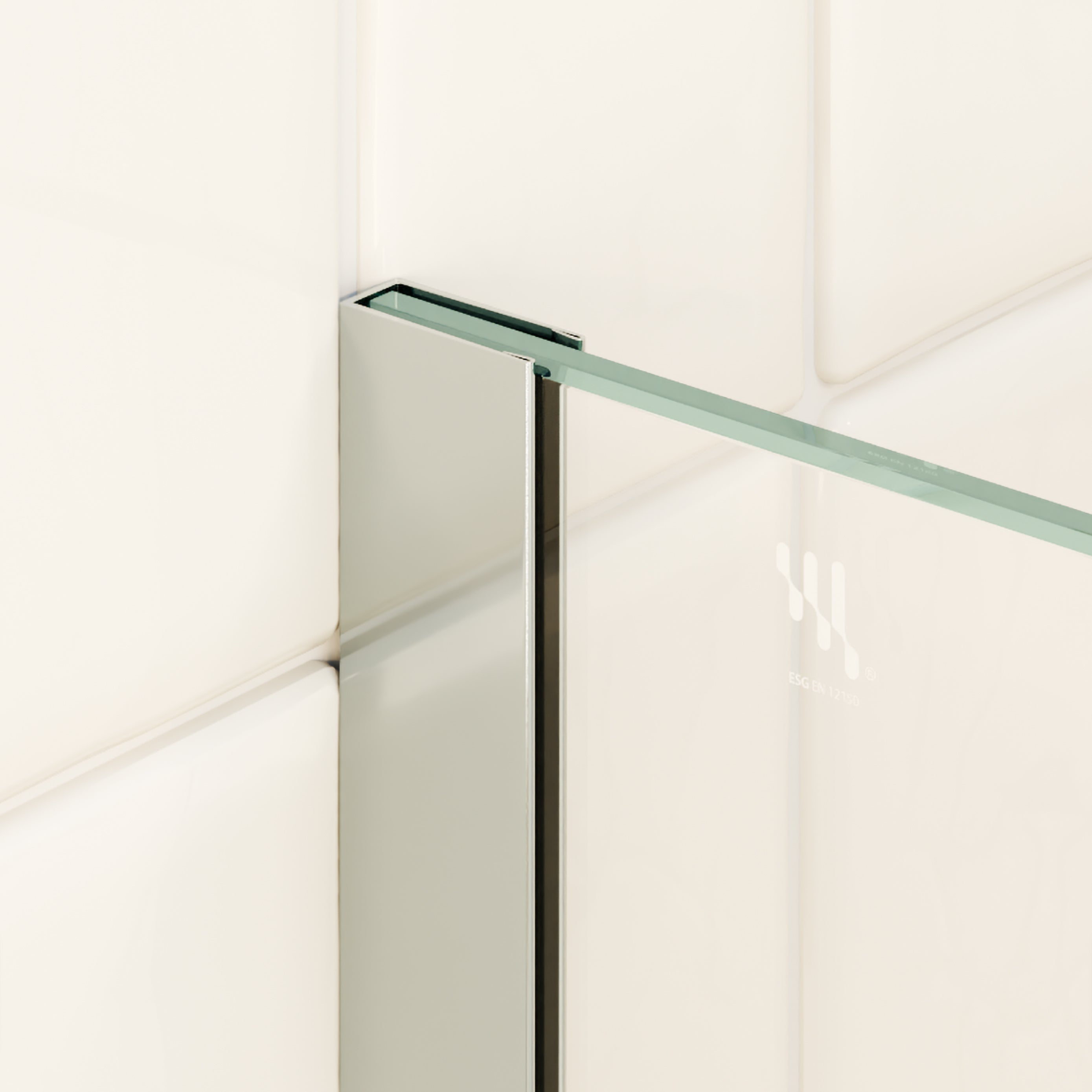 FIONA - Painel de duche walk-in em vidro temperado 8 mm com perfil cromado e barra 23M