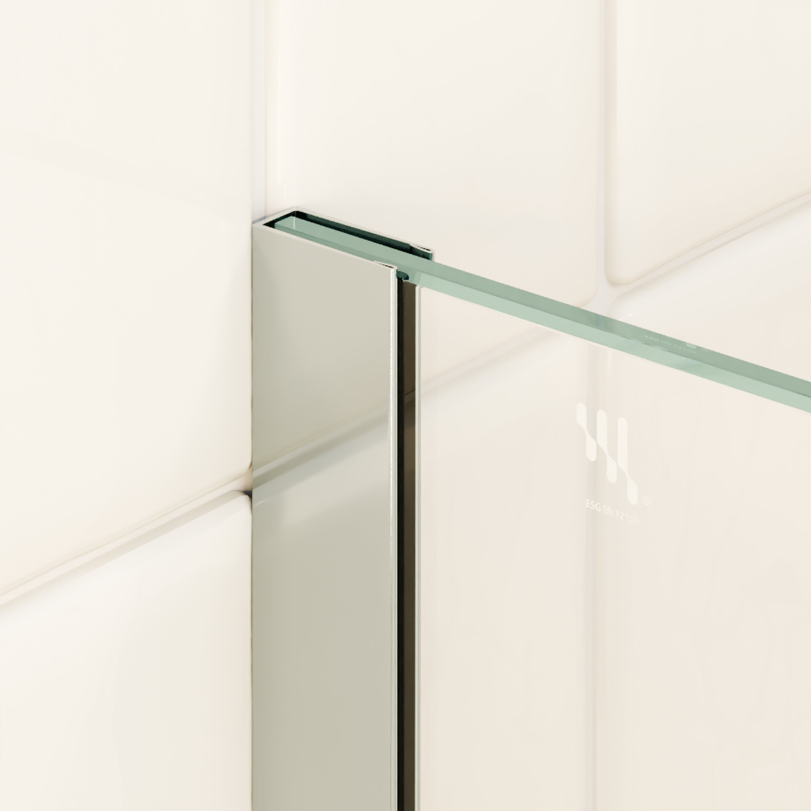 FIONA - Painel de duche walk-in em vidro temperado 8 mm com perfil cromado e barra 22M