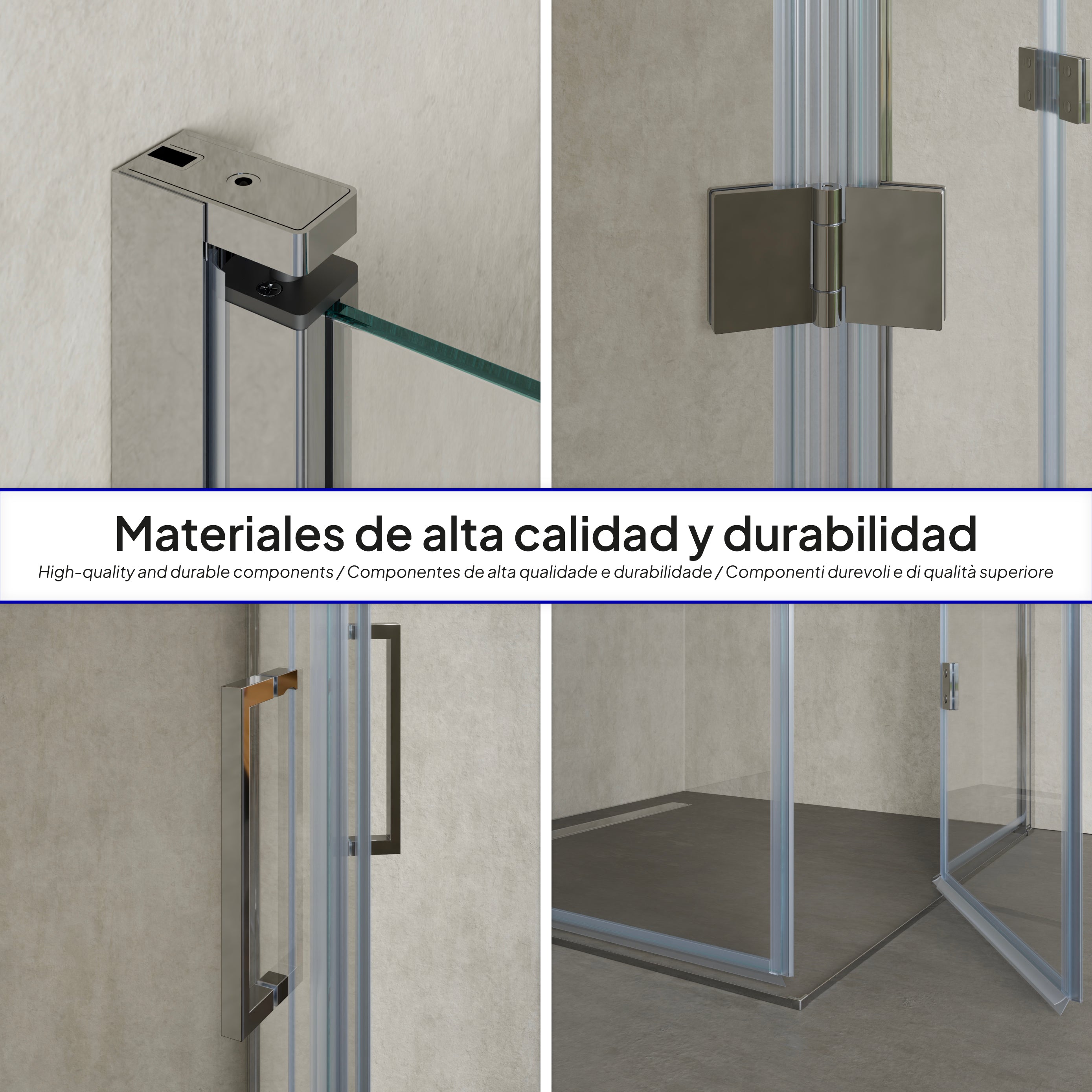 BELLE - Cabine de duche de canto com portas dobráveis em vidro temperado