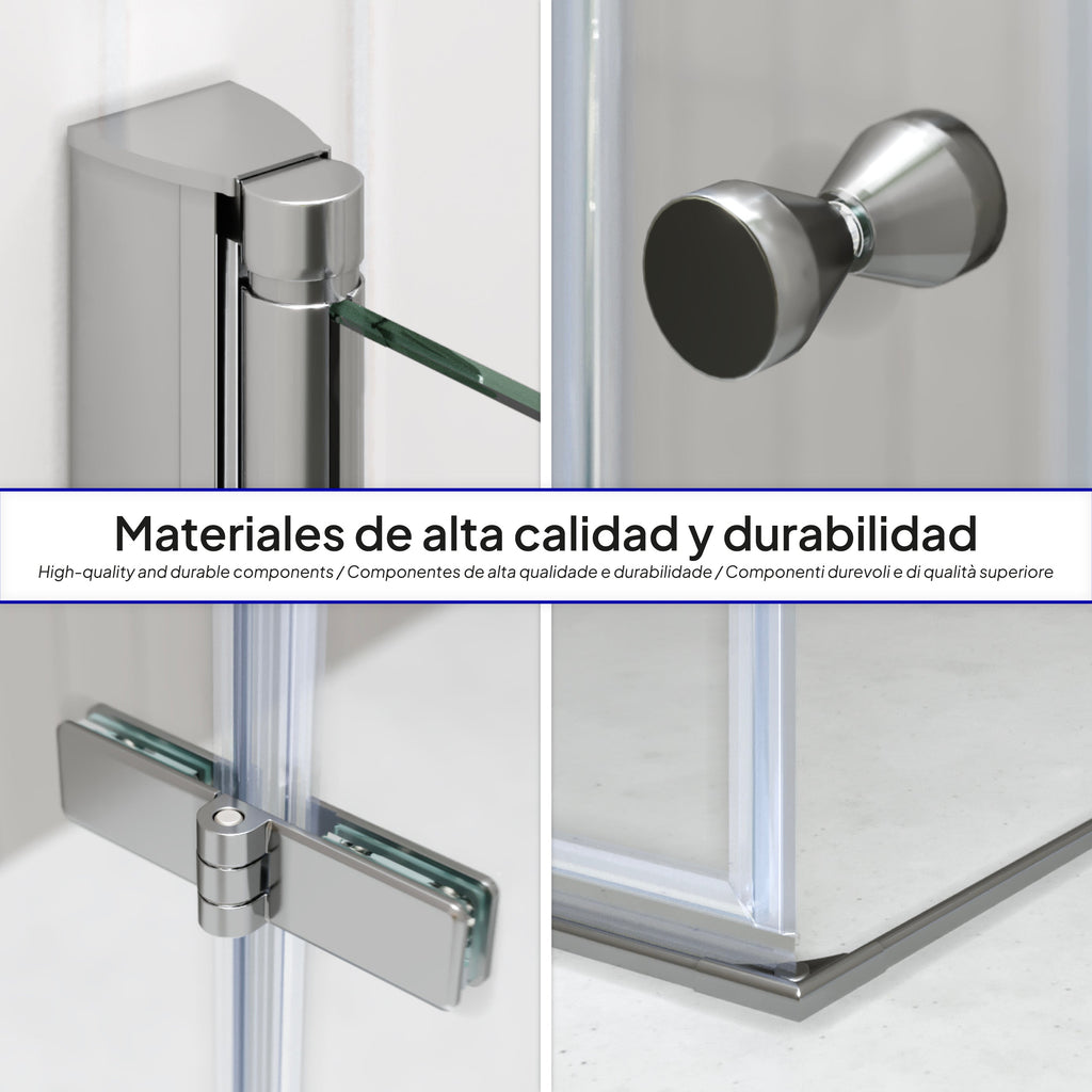 EMMA - Cabine de duche com portas articuladas, vidro 6 mm e perfil cromado