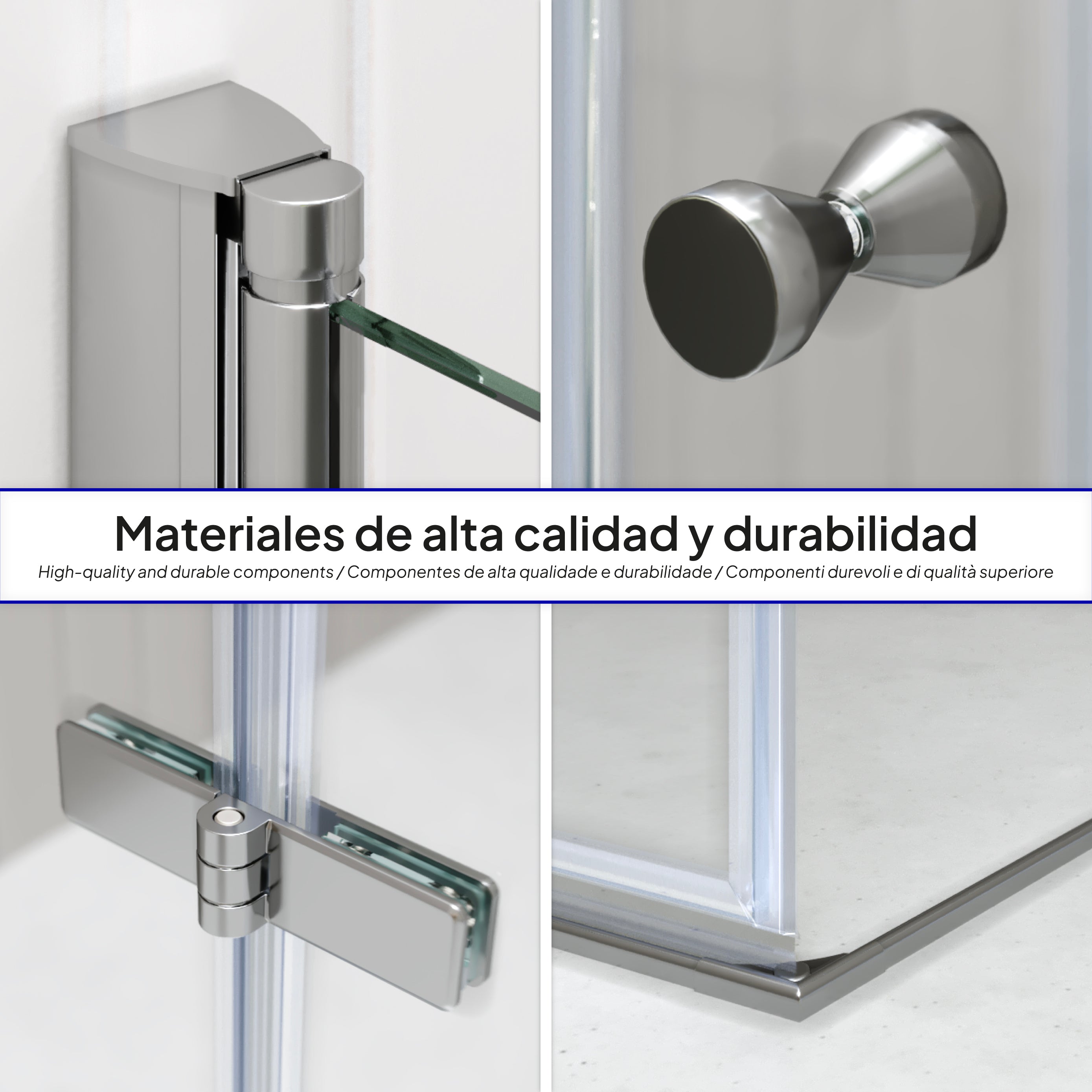 EMMA - Cabine de duche com portas articuladas, vidro 6 mm e perfil cromado