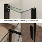 NADINE - Cabina de ducha con puerta corredera, cristal templado de 8 mm y perfil negro mate