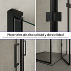 BELLE - Cabine de duche de canto com portas dobráveis em vidro temperado e perfil preto mate