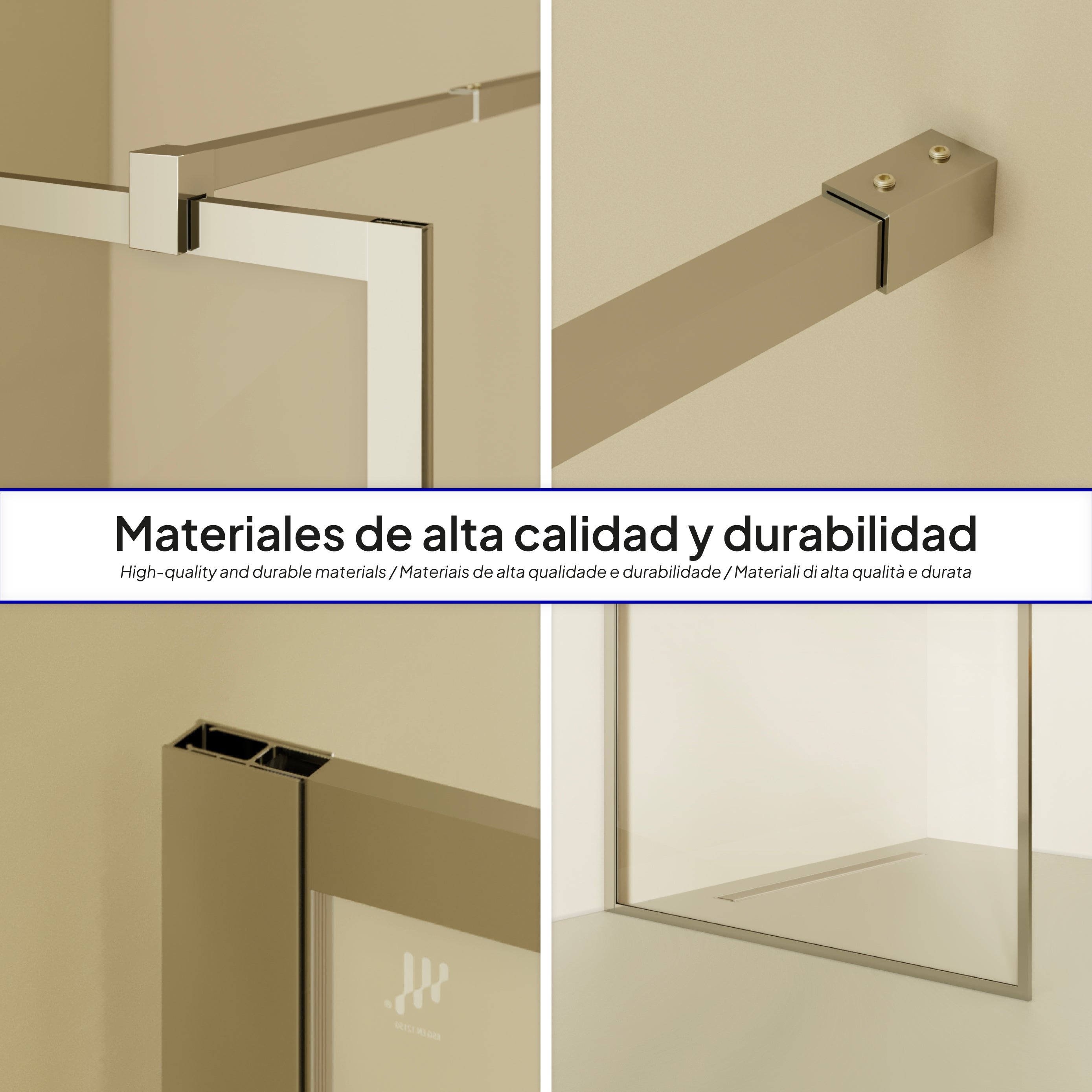 GIANNA - Painel de duche Walk-In em vidro temperado com perfil cromado