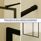 GIANNA - Panel de ducha Walk-In de cristal templado con bloques y perfil negro mate