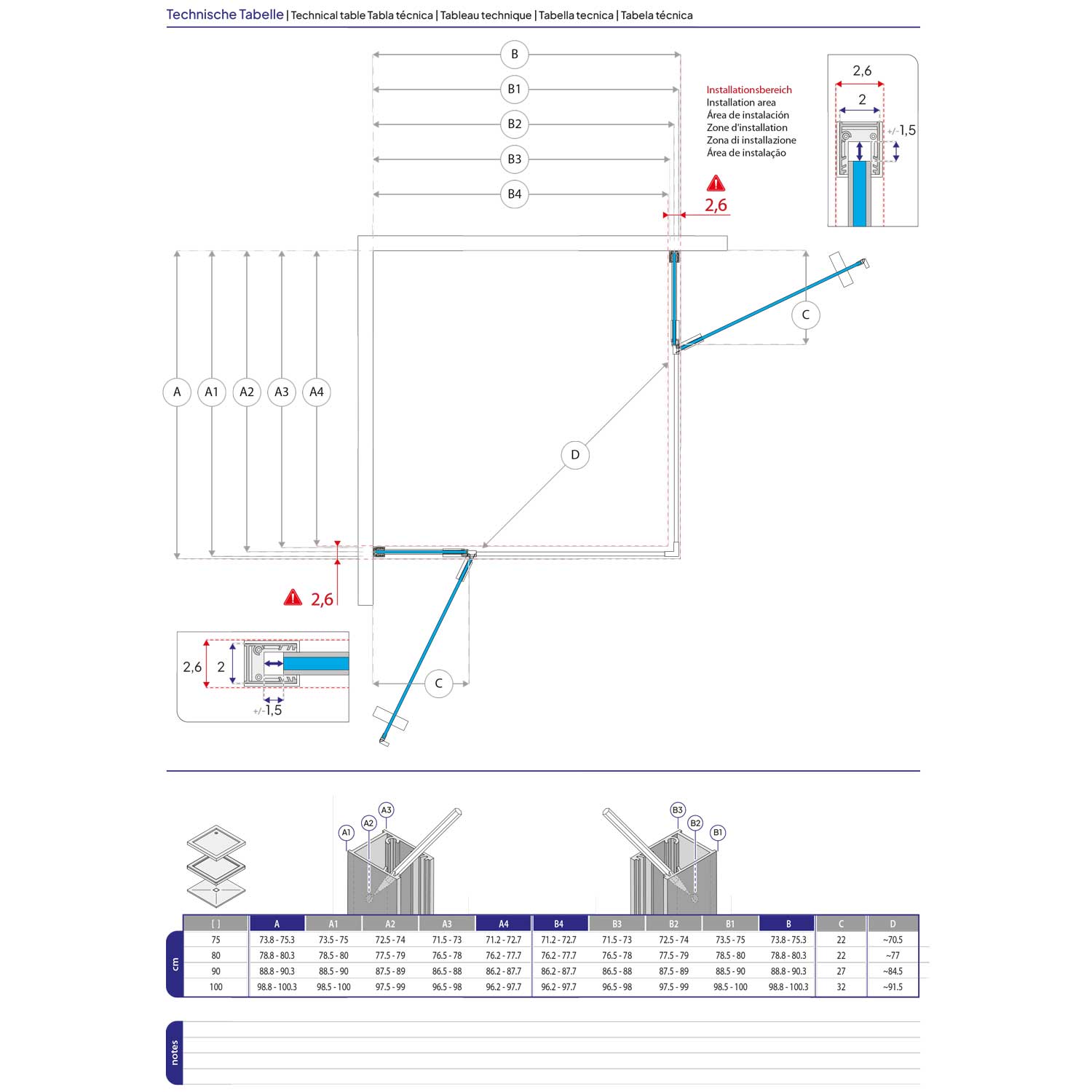 JAYLA - Cabine de duche com portas batentes, vidro 6 mm e perfil cromado
