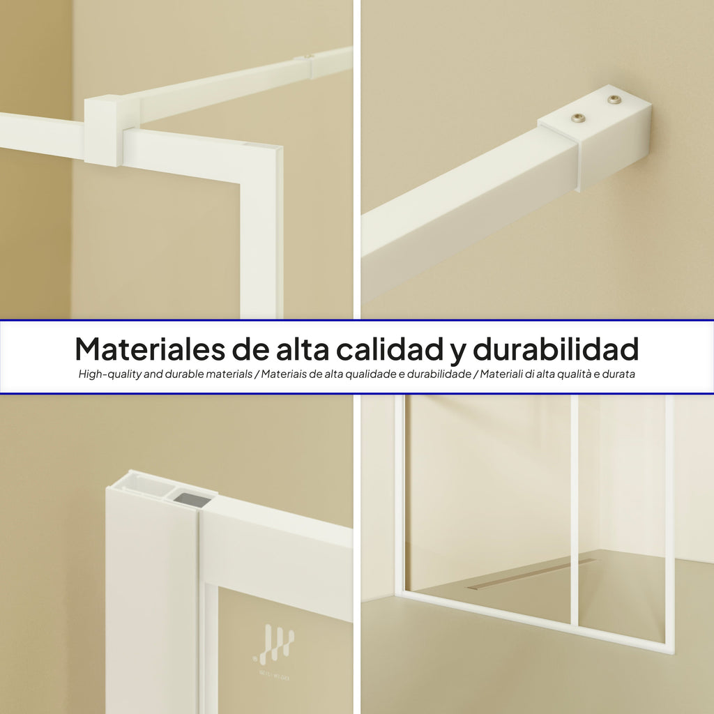 GIANNA - Panel de ducha Walk-In de vidrio templado con bloques y perfil cromado