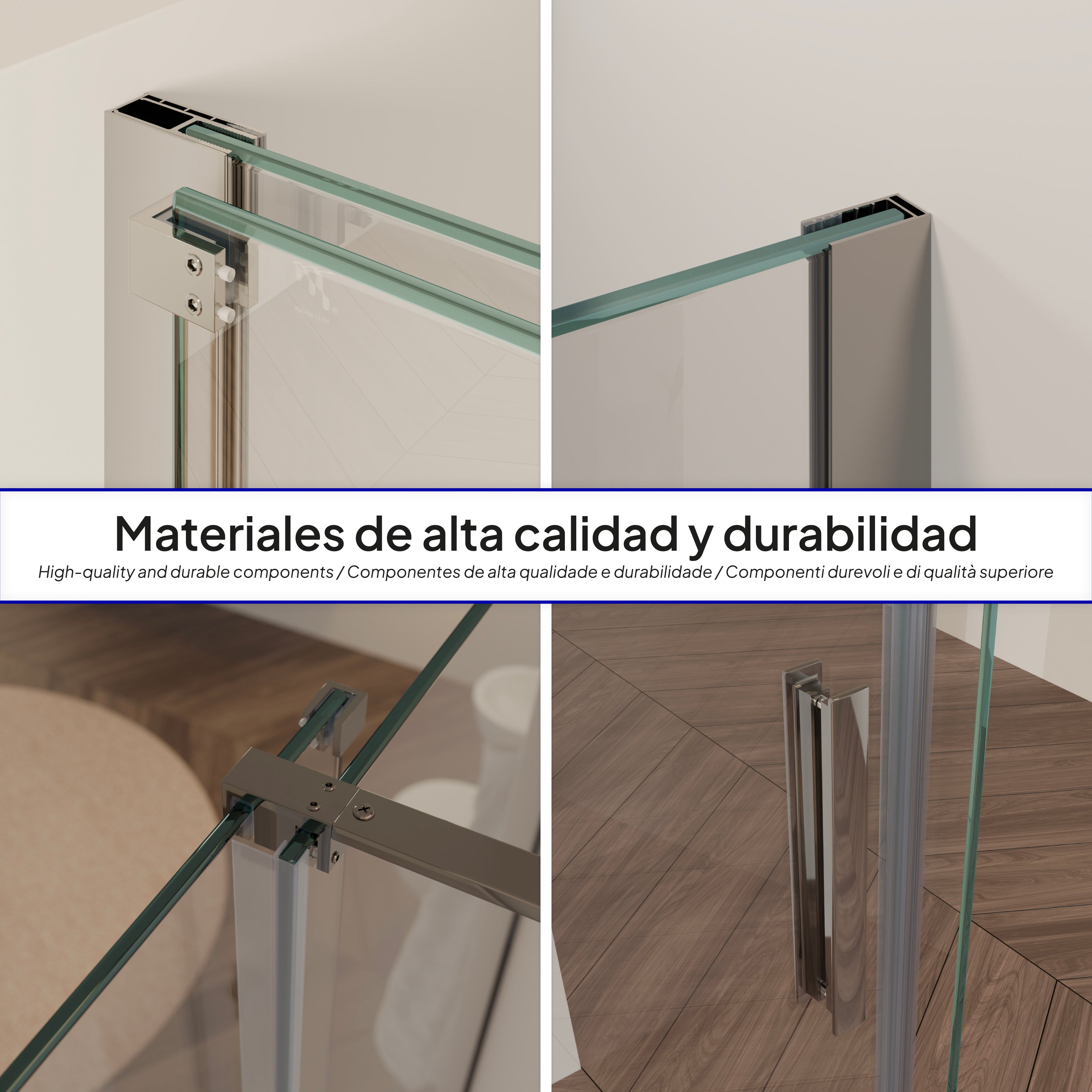 NADINE - Cabine de duche com porta deslizante, vidro temperado 8 mm e perfil cromado