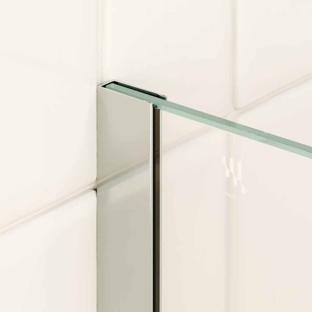 FIONA - Painel de duche walk-in em vidro temperado 8 mm com perfil cromado