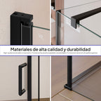 HELLEN - Cabine de duche frontal com portas articuladas em vidro temperado e perfil preto mate