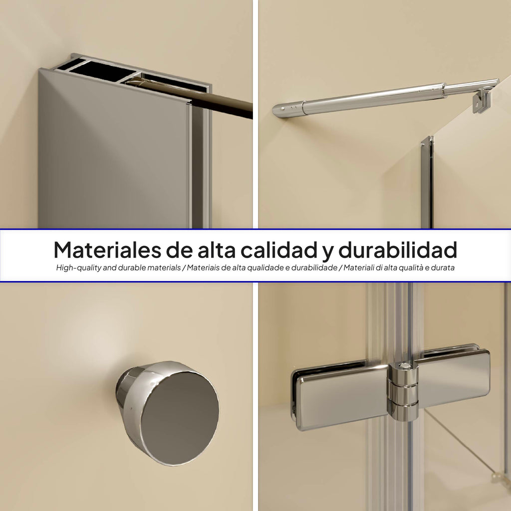 ALICE - Cabina de ducha de esquina con puertas batientes de cristal templado parcialmente esmerilado