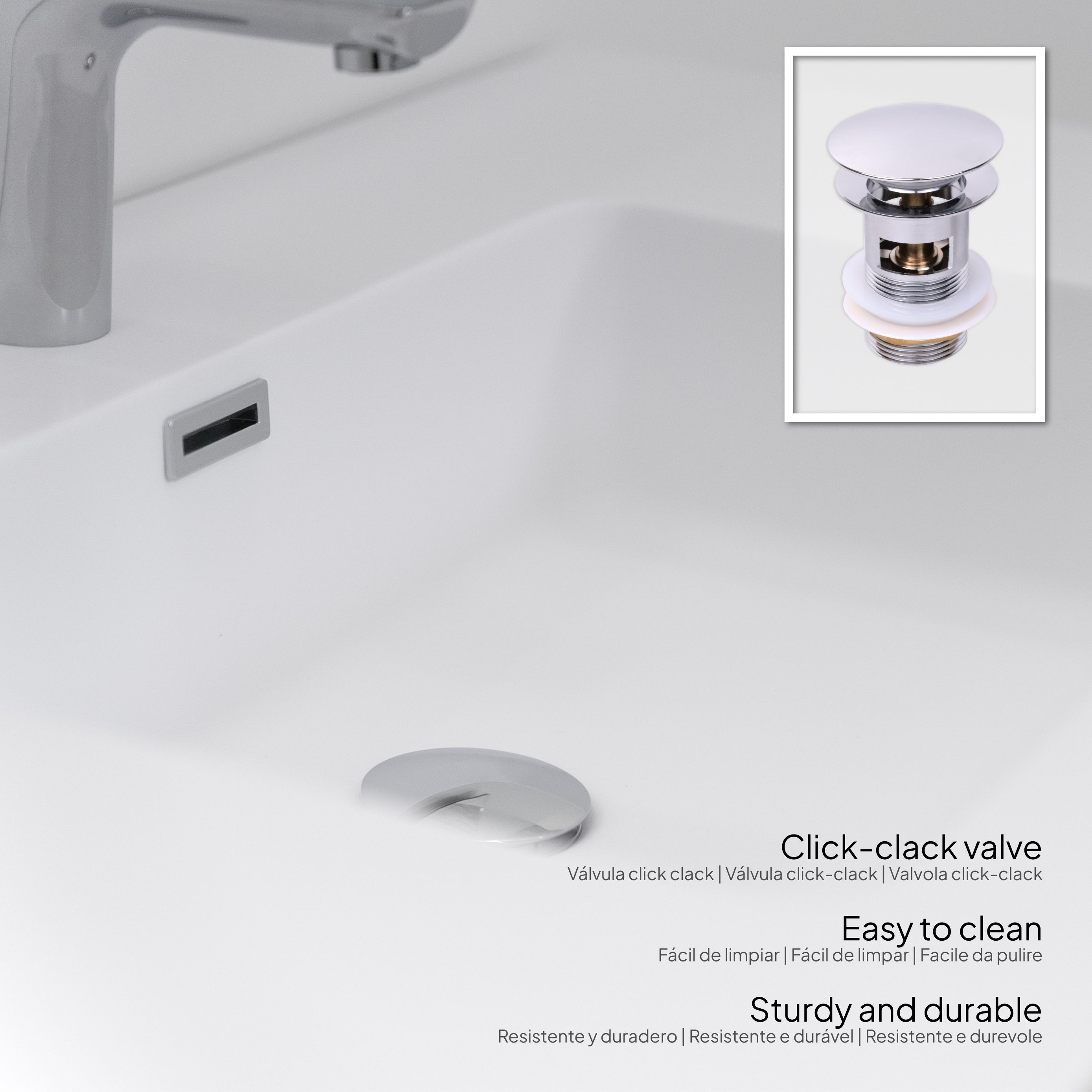 HEBE - Mueble de lavabo suspendido con acabado blanco y roble