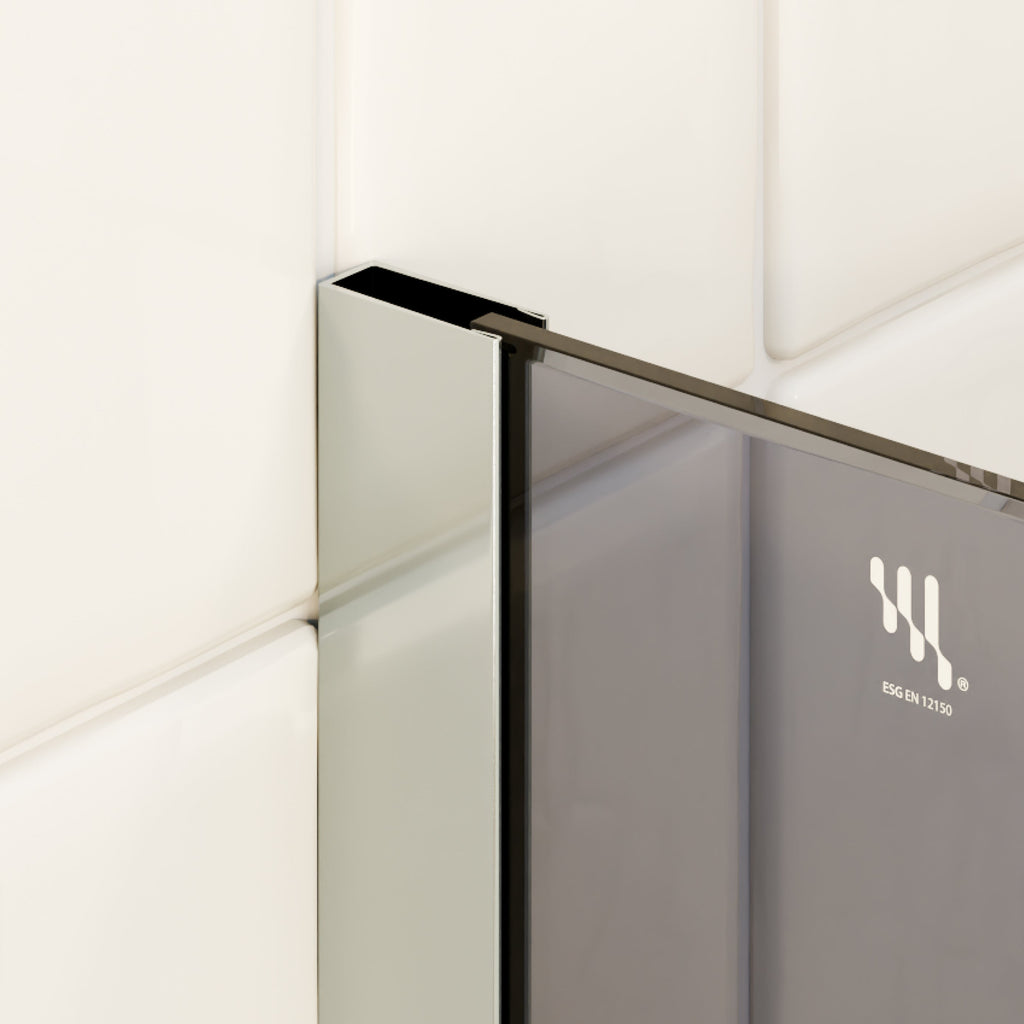 FIONA - Painel de duche Walk-In em vidro temperado escurecido 10 mm com perfil cromado
