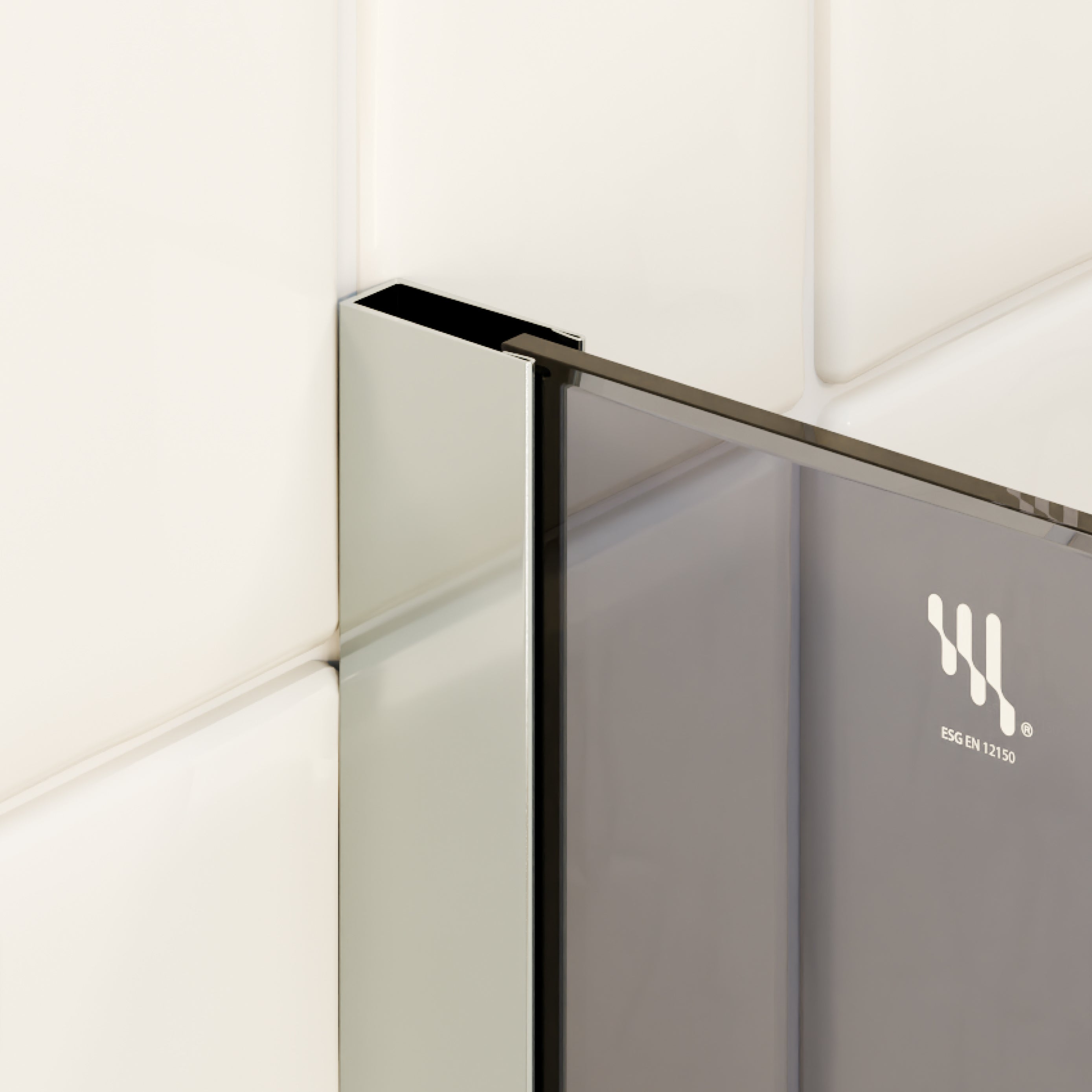 FIONA - Painel de duche Walk-In em vidro temperado escurecido 10 mm com perfil cromado