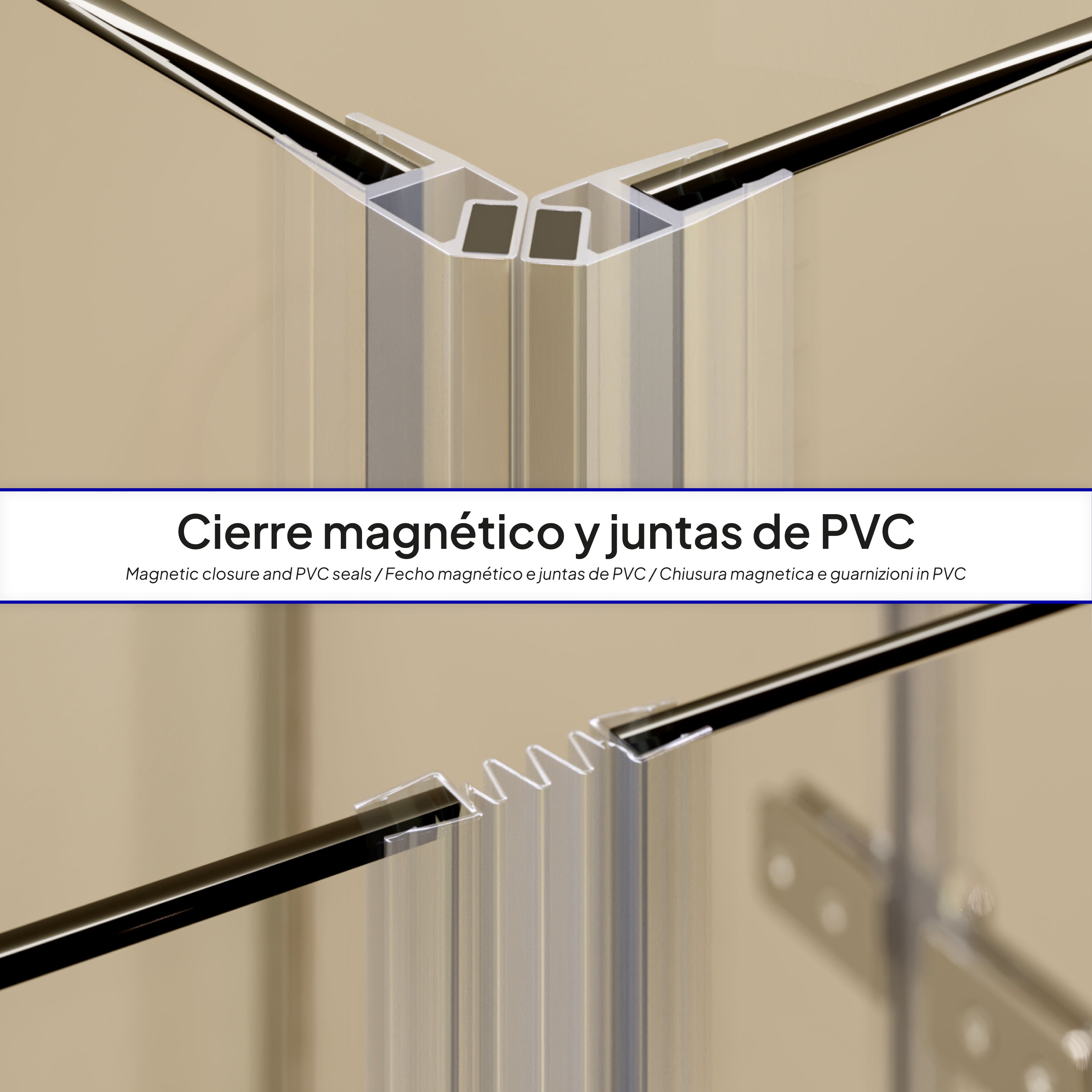 ALICE - Cabine de duche de canto com portas articuladas em vidro temperado