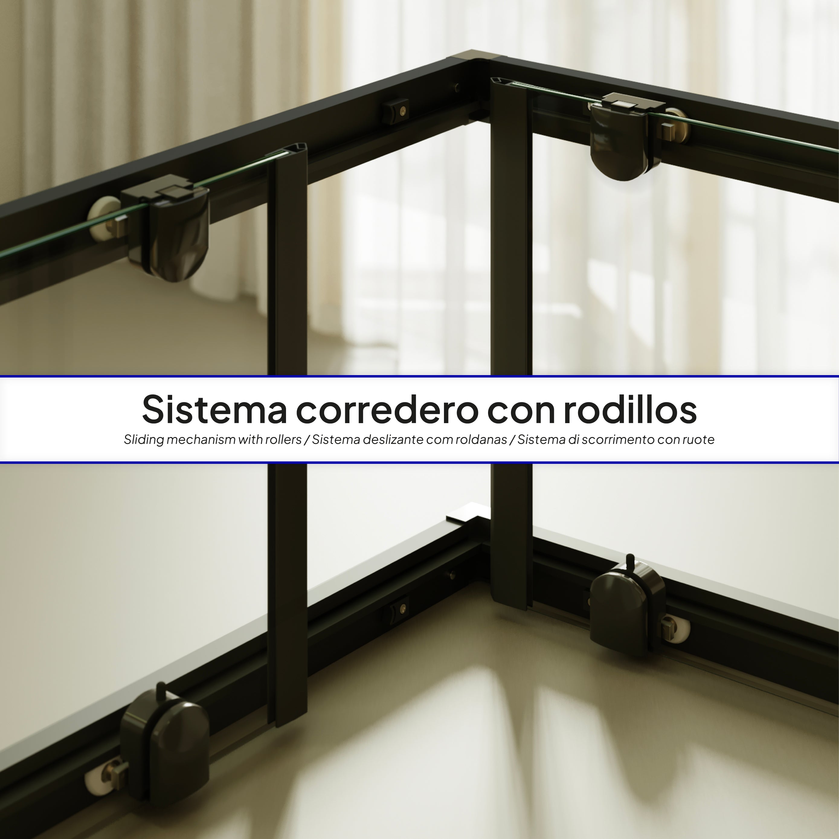 DIANA - Cabine de duche de canto com portas de correr em vidro temperado aos quadrados