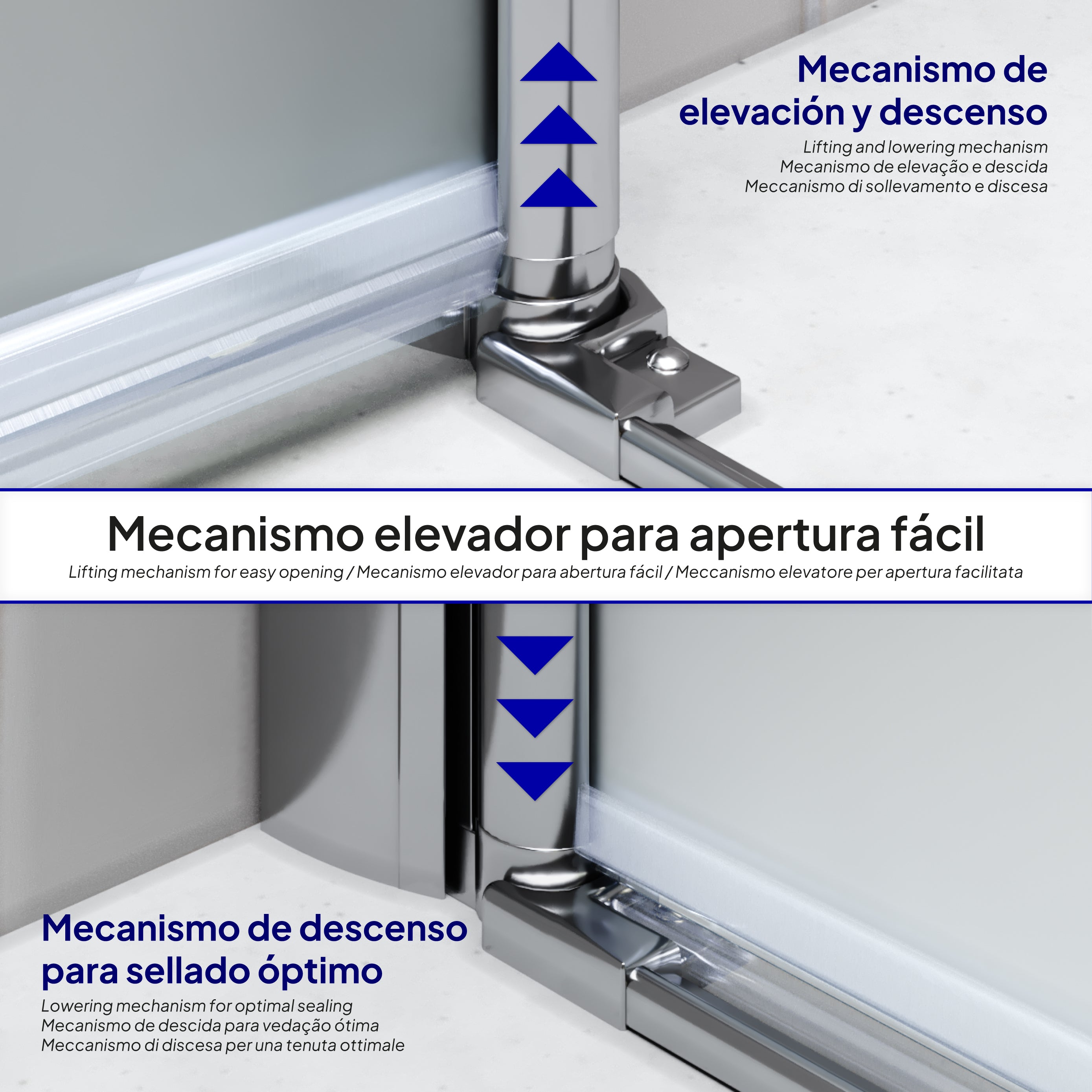 LIMA - Mampara de ducha con puertas abatibles de cristal templado esmerilado de 6 mm