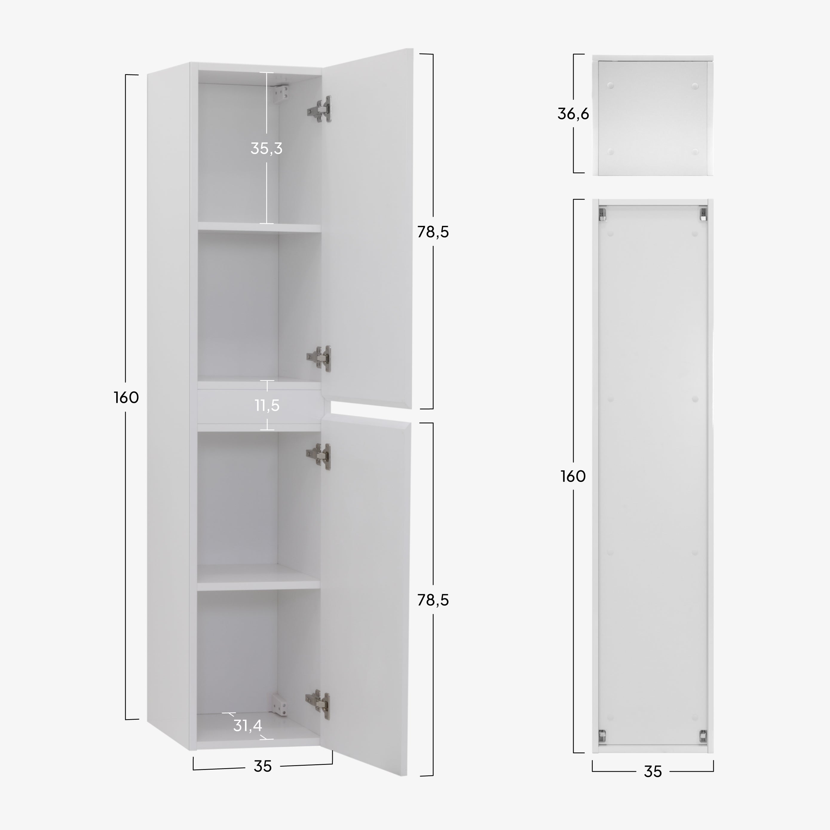 ATENA - Coluna lateral de casa de banho com arrumação