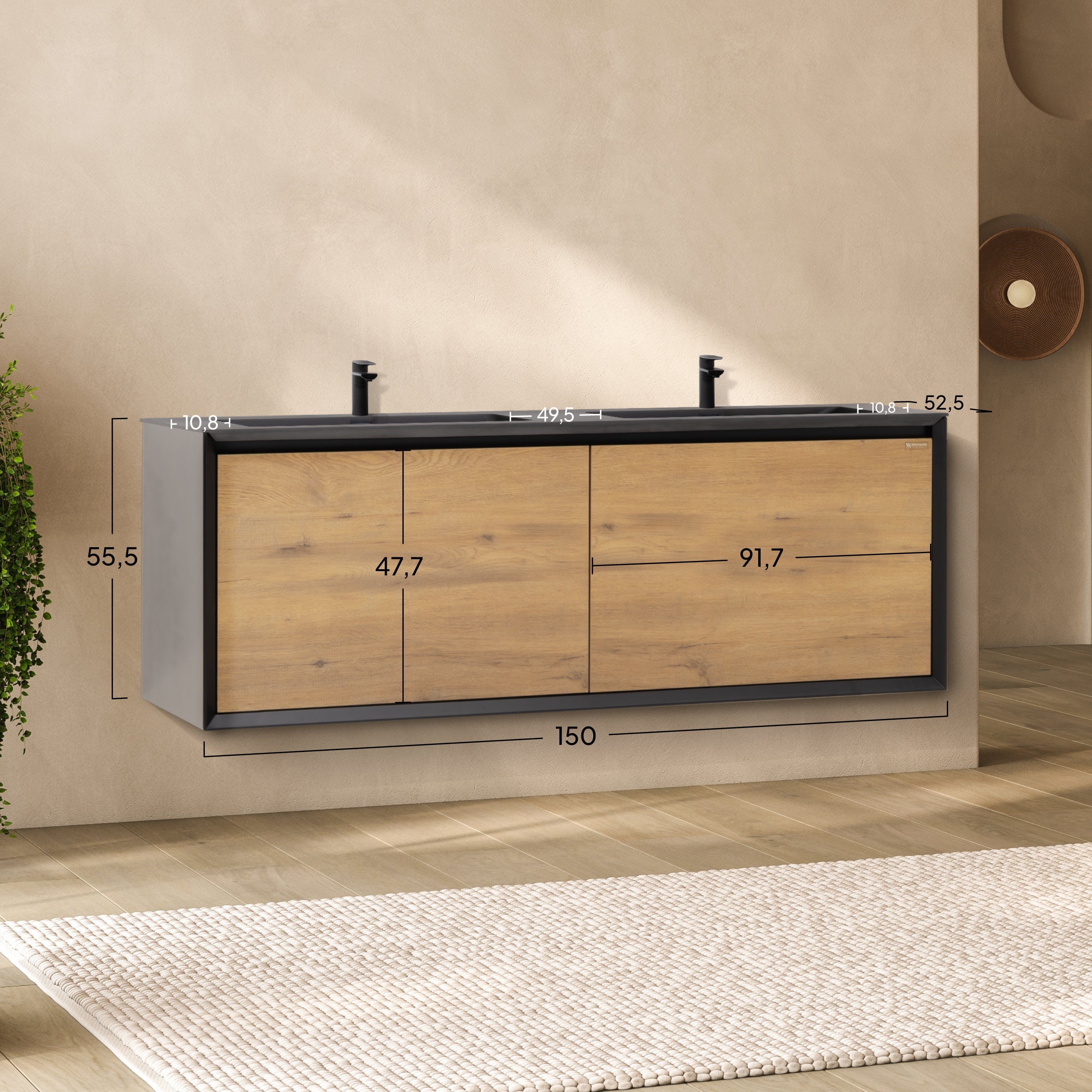 FIDIA - Mueble de lavabo doble suspendido