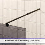 FIONA - Panel de ducha Walk-In de cristal templado oscurecido de 10 mm con perfil negro mate