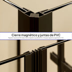 ALICE - Cabine de duche de canto com portas articuladas, vidro temperado e perfil preto mate