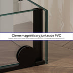 NADINE - Cabina de ducha con puerta corredera, cristal templado de 8 mm y perfil negro mate