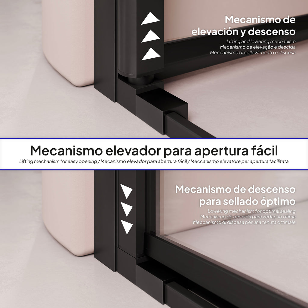 LARA - Porta doccia con ante battenti in vetro temperato 6 mm e profilo nero opaco