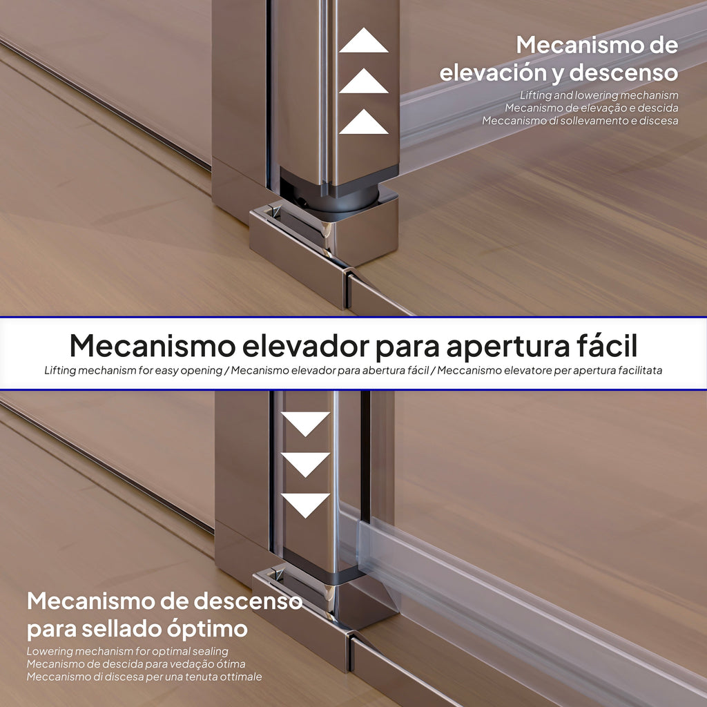 LINDA - Cabine de duche de canto com portas articuladas em vidro temperado e perfil cromado