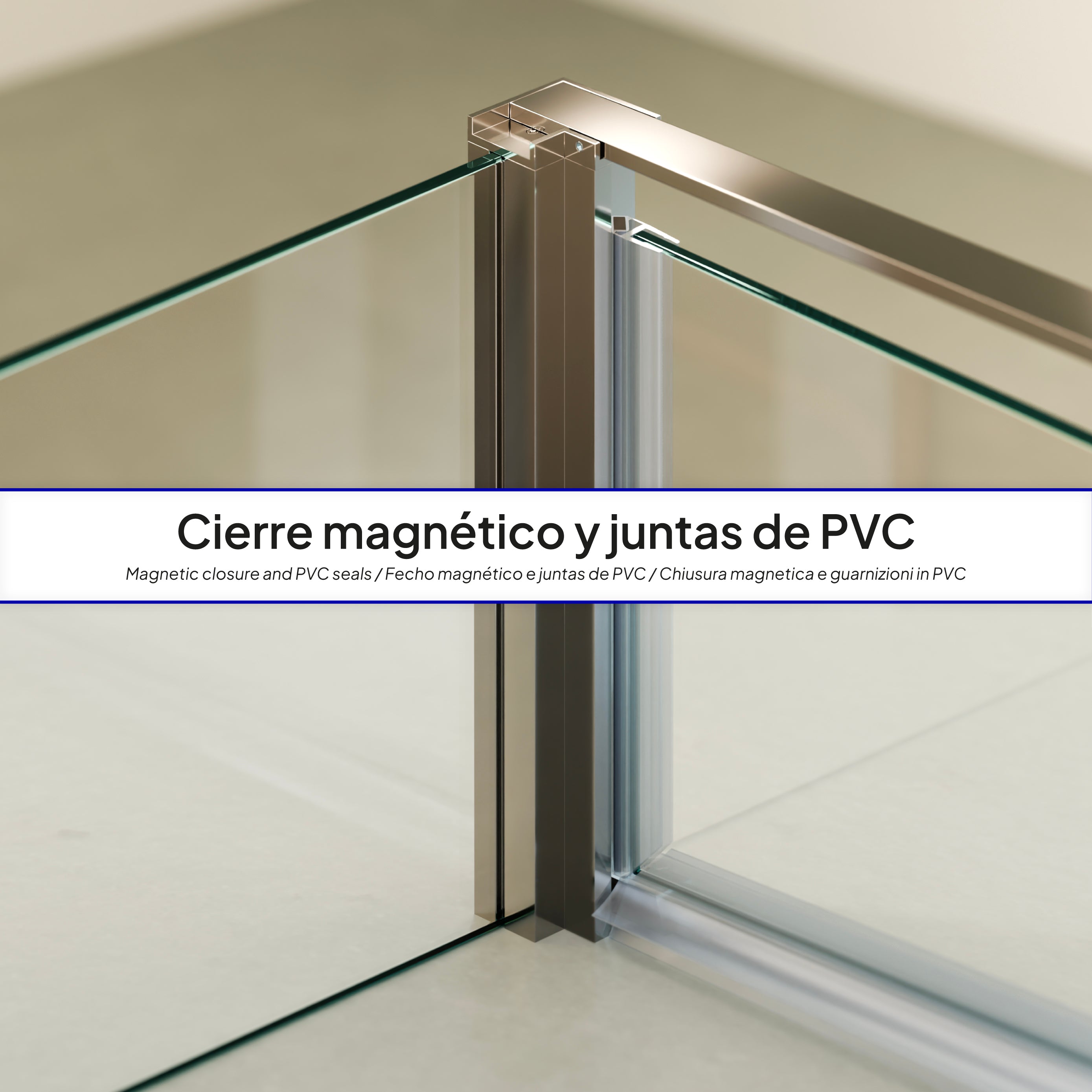 NICOLE - Cabine de duche frontal com portas articuladas em vidro temperado 8 mm