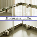 DIANA - Cabine de duche de canto com portas de correr em vidro temperado meio fosco