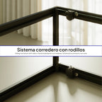 DORA - Cabina de ducha con puertas correderas, cristal templado y perfil negro mate
