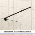 FIONA - Mampara de ducha walk-in de cristal templado de 10 mm con perfil negro mate