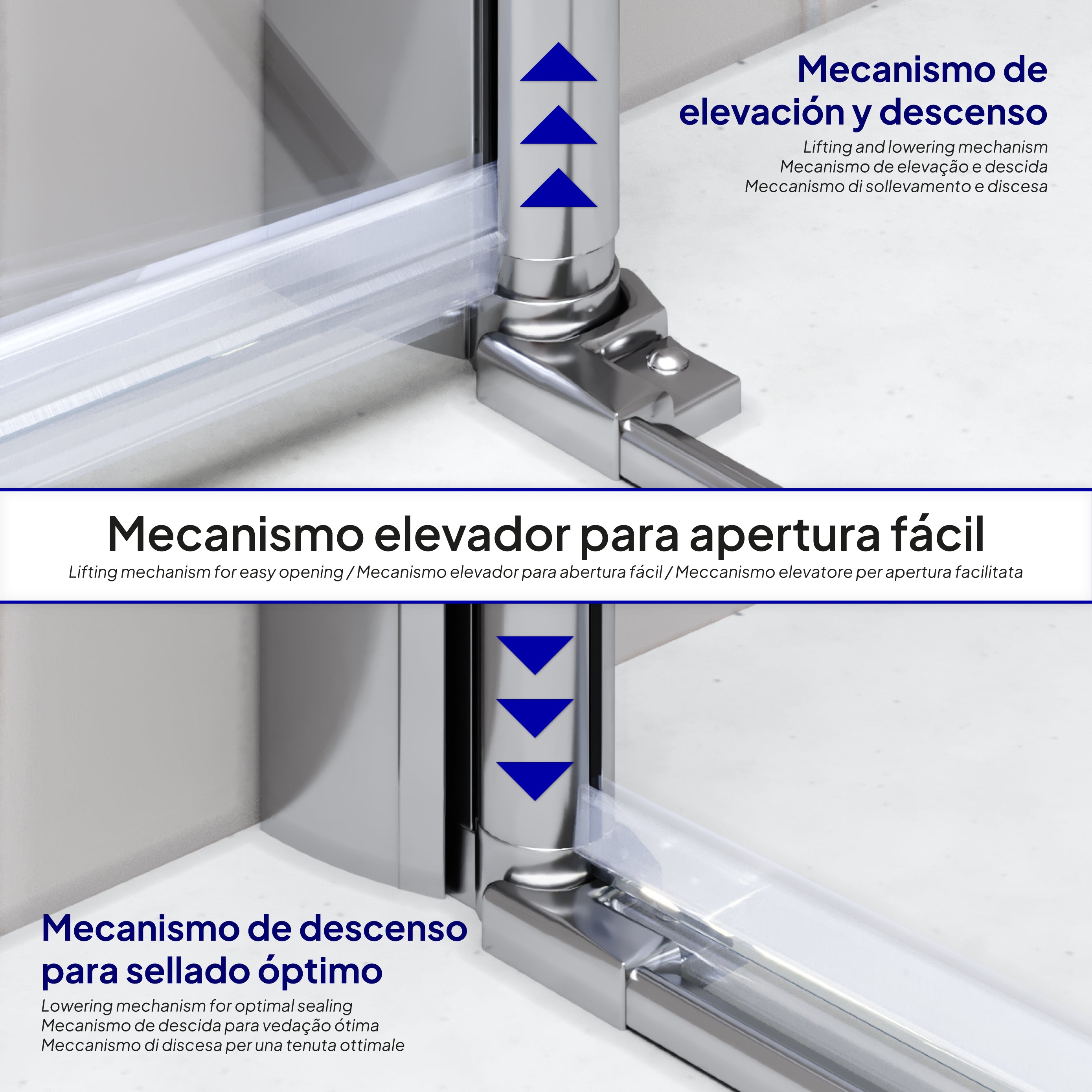 LENA - Porta de duche com portas dobráveis em vidro temperado 6 mm e perfil cromado