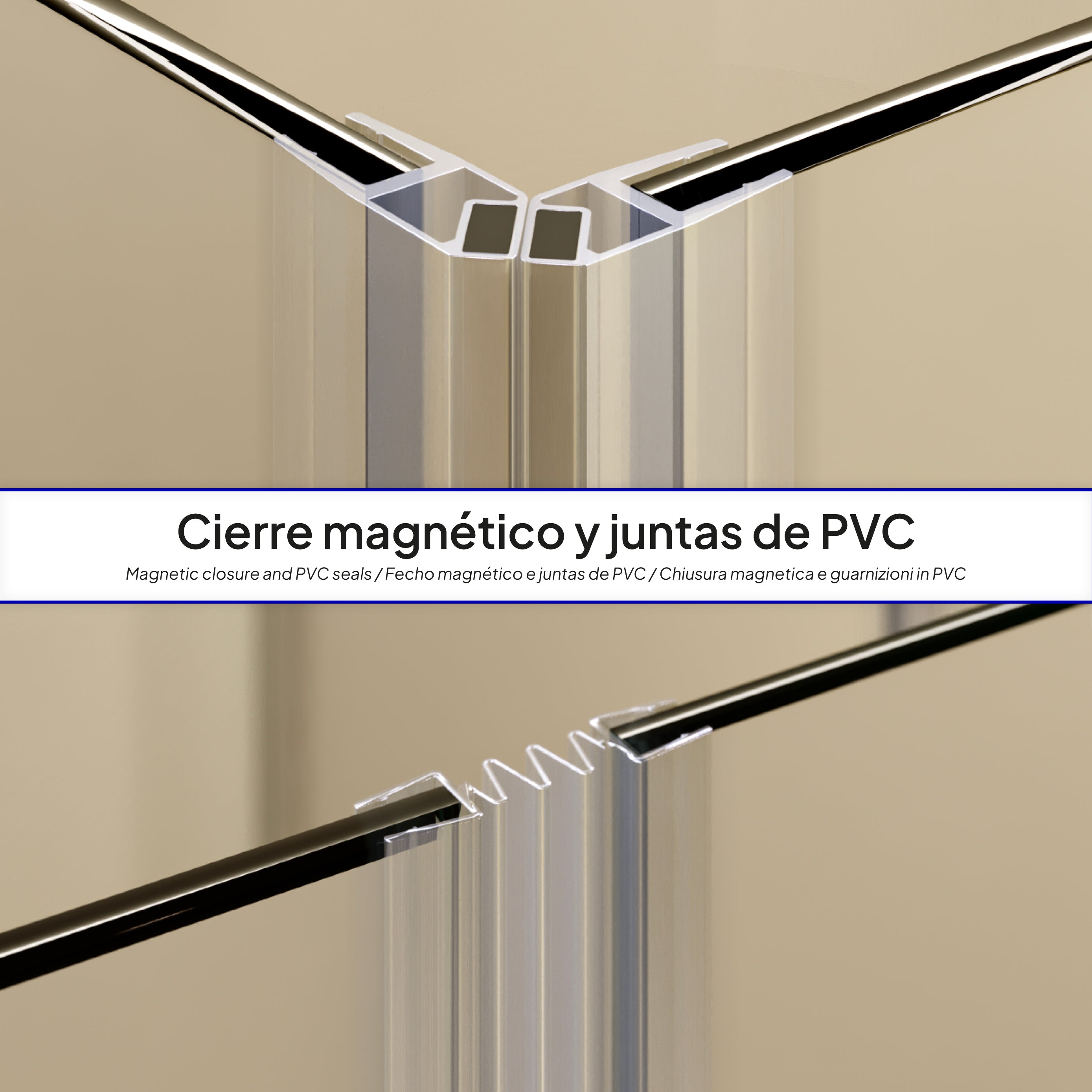 ALICE - Cabine de duche de canto com portas articuladas em vidro temperado fosco