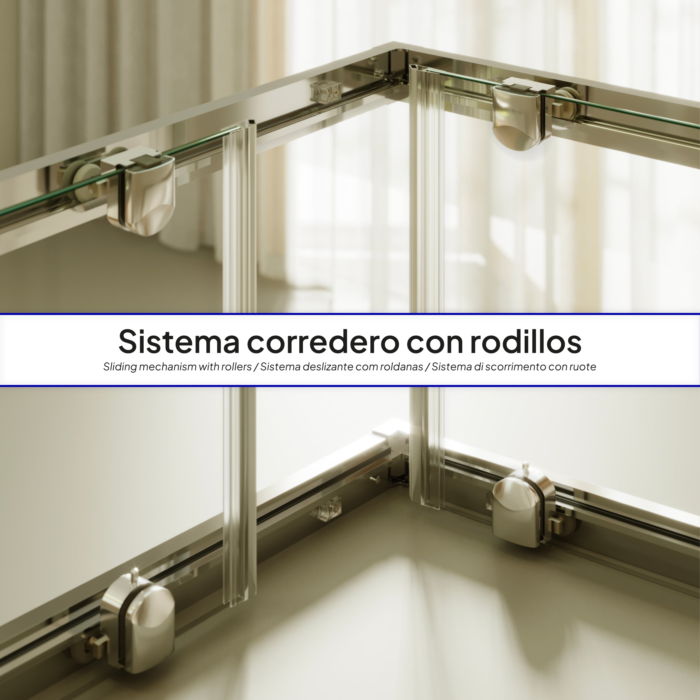 DIANA - Cabine de duche de canto com portas de correr em vidro temperado