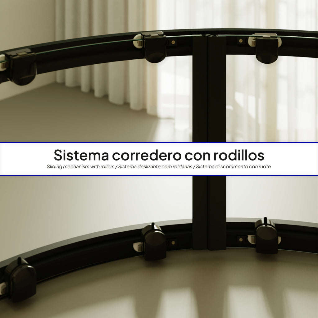 ELLA - Cabine de duche de quadrante com vidro transparente e linhas pretas